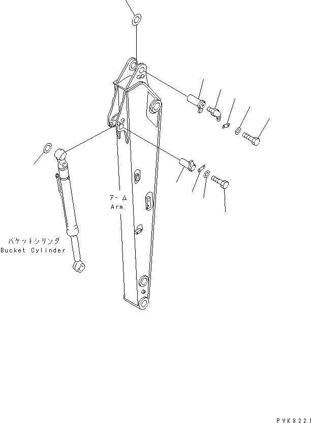 Komatsu parts book diagram for PW150ES-6K S/N K30001-UP: BUCKET LINK AND PINS (2/2)