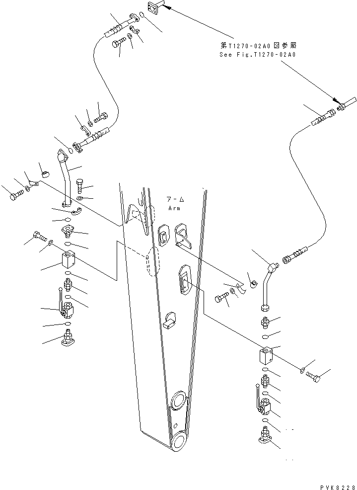 Komatsu parts book diagram for PW150ES-6K S/N K30001-UP: ATTACHMENT LINE (ARM LINE) (FOR 2.5M ARM)(#K30001-K34000)