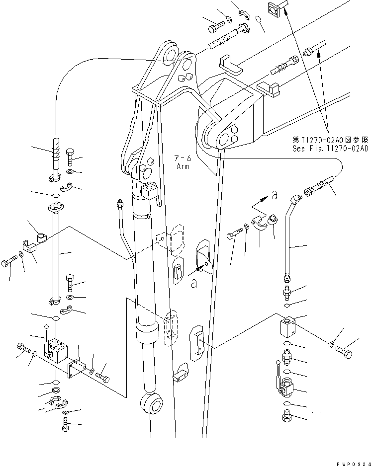 Komatsu parts book diagram for PW150ES-6K S/N K30001-UP: ATTACHMENT LINE (ARM LINE) (FOR 2.5M ARM)(#K34001-)