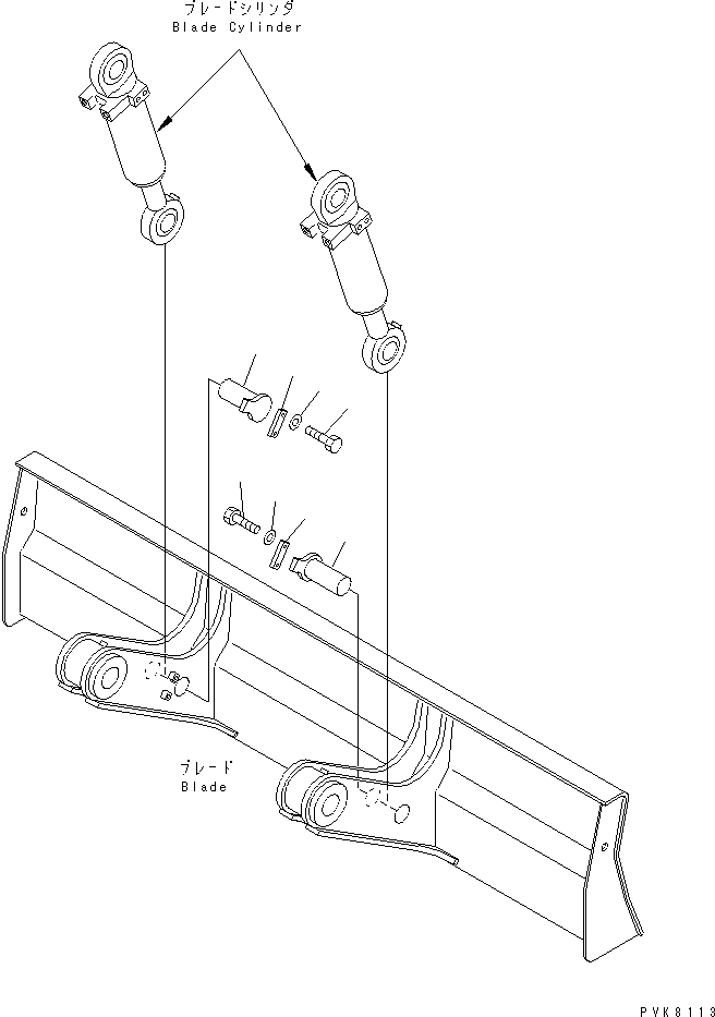 Komatsu parts book diagram for PW150ES-6K S/N K30001-UP: BLADE PIN (FOR REAR DOZER)