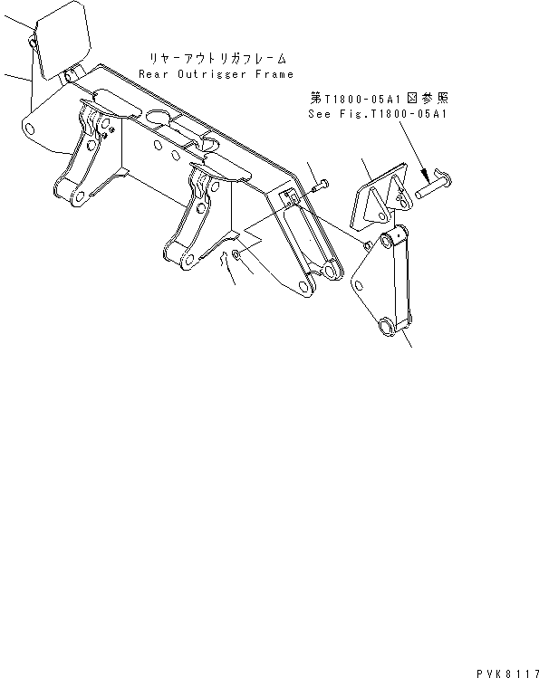 Komatsu parts book diagram for PW150ES-6K S/N K30001-UP: LEG (FOR REAR OUTRIGGER)