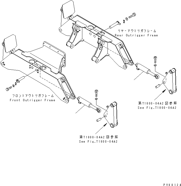 Komatsu parts book diagram for PW150ES-6K S/N K30001-UP: OUTRIGGER CYLINDER (FOR FOUR OUTRIGGER)