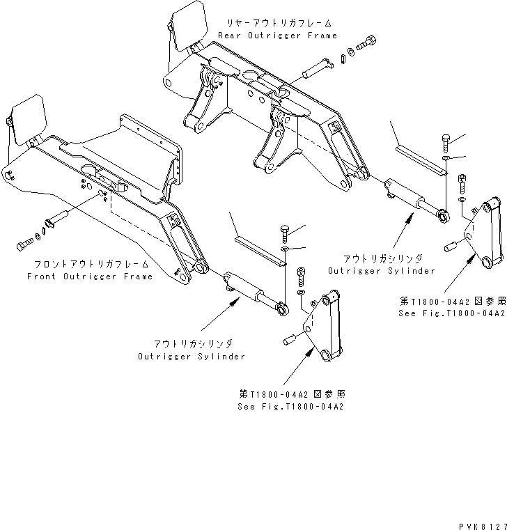 Komatsu parts book diagram for PW150ES-6K S/N K30001-UP: OUTRIGGER CYLINDER ROD PROTECTOR (FOR FOUR OUTRIGGER)