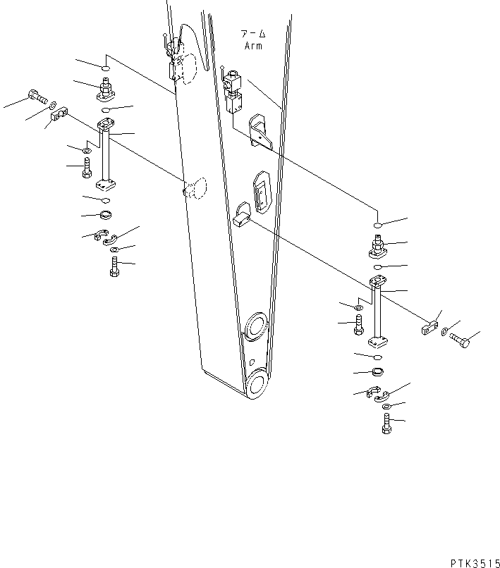 Komatsu parts book diagram for PW150ES-6K S/N K30001-UP: CLAMSHELL PIPING (FOR 3.0M ARM)