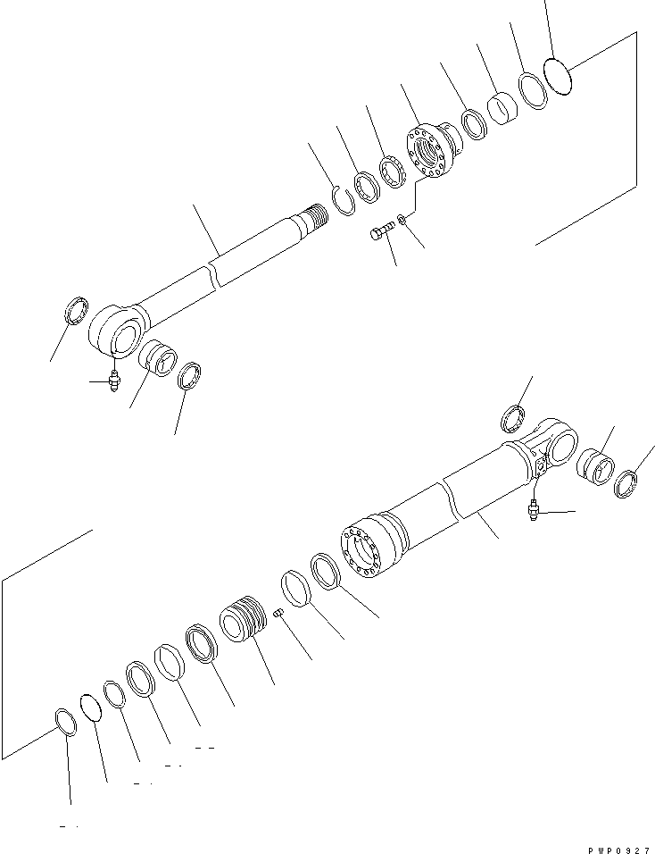 Komatsu parts book diagram for PW150ES-6K S/N K30001-UP: BOOM ADJUSTMENT CYLINDER (INNER PARTS) (FOR 2-PIECES BOOM)