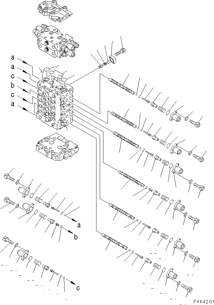 Komatsu parts book diagram for PW150ES-6K S/N K30001-UP: MAIN VALVE (1/12)