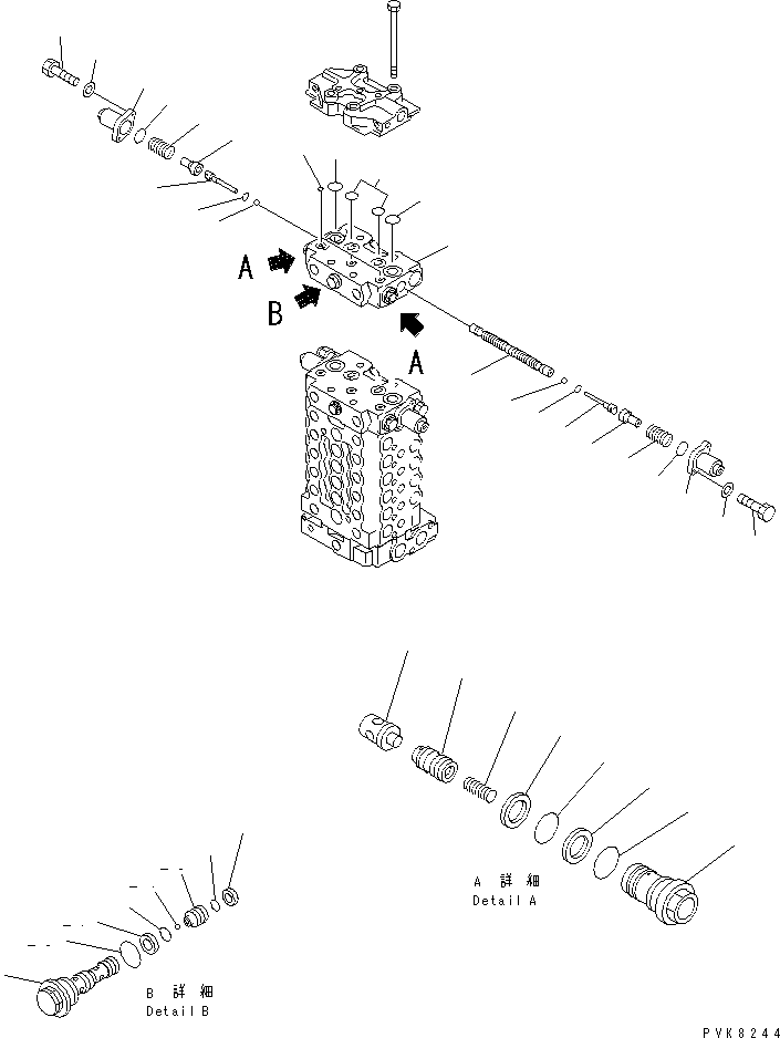 Komatsu parts book diagram for PW150ES-6K S/N K30001-UP: MAIN VALVE (9/12)