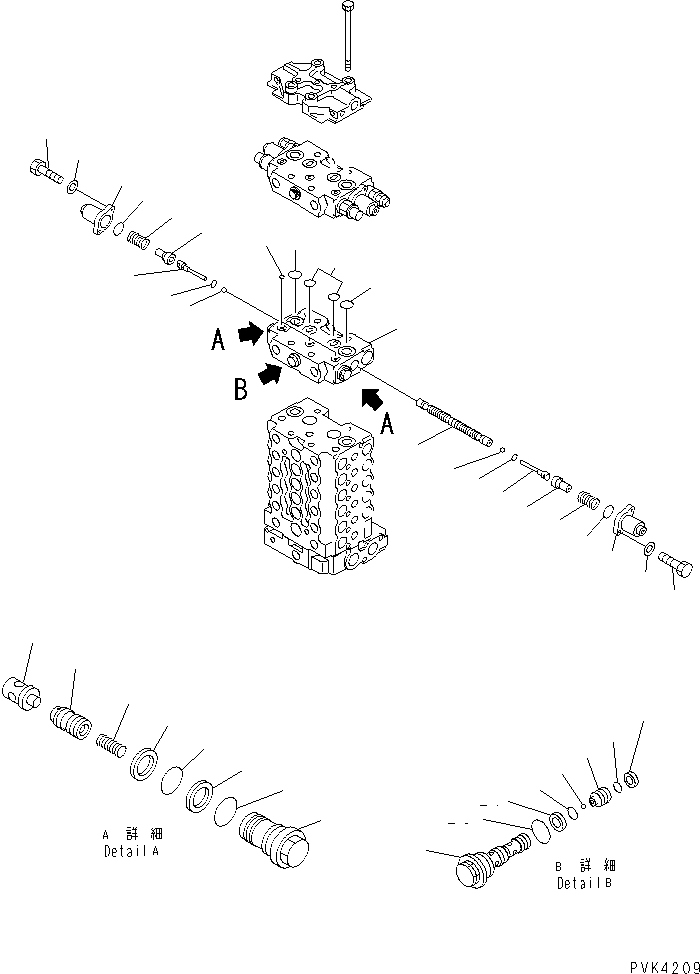 Komatsu parts book diagram for PW150ES-6K S/N K30001-UP: MAIN VALVE (11/12)