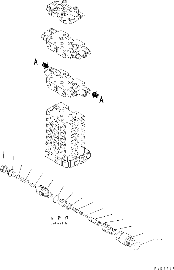 Komatsu parts book diagram for PW150ES-6K S/N K30001-UP: MAIN VALVE (12/12)