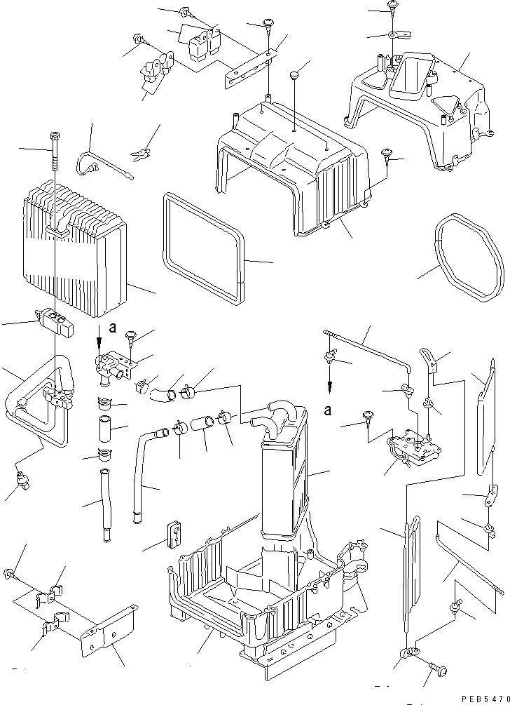 Komatsu parts book diagram for PW150ES-6K S/N K30001-UP: CORE UNIT ASS'Y (FOR AIR CONDITIONER)(#K30001-K35000)