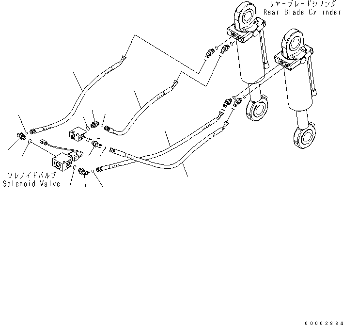 Excavators Komatsu / PW160-8 S/N H60051-UP(PW160_8) / Under Attachment Piping, Front Blade and Rear Blade, Hydraulic Piping, Rear Blade (2/2)(P011005 : P1250-008005)