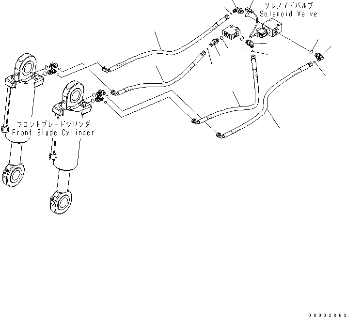 Excavators Komatsu / PW160-8 S/N H60051-UP(PW160_8) / Under Attachment Piping, Front Blade and Rear Blade, Hydraulic Piping, Front Blade (2/2)(P011003 : P1250-008003)