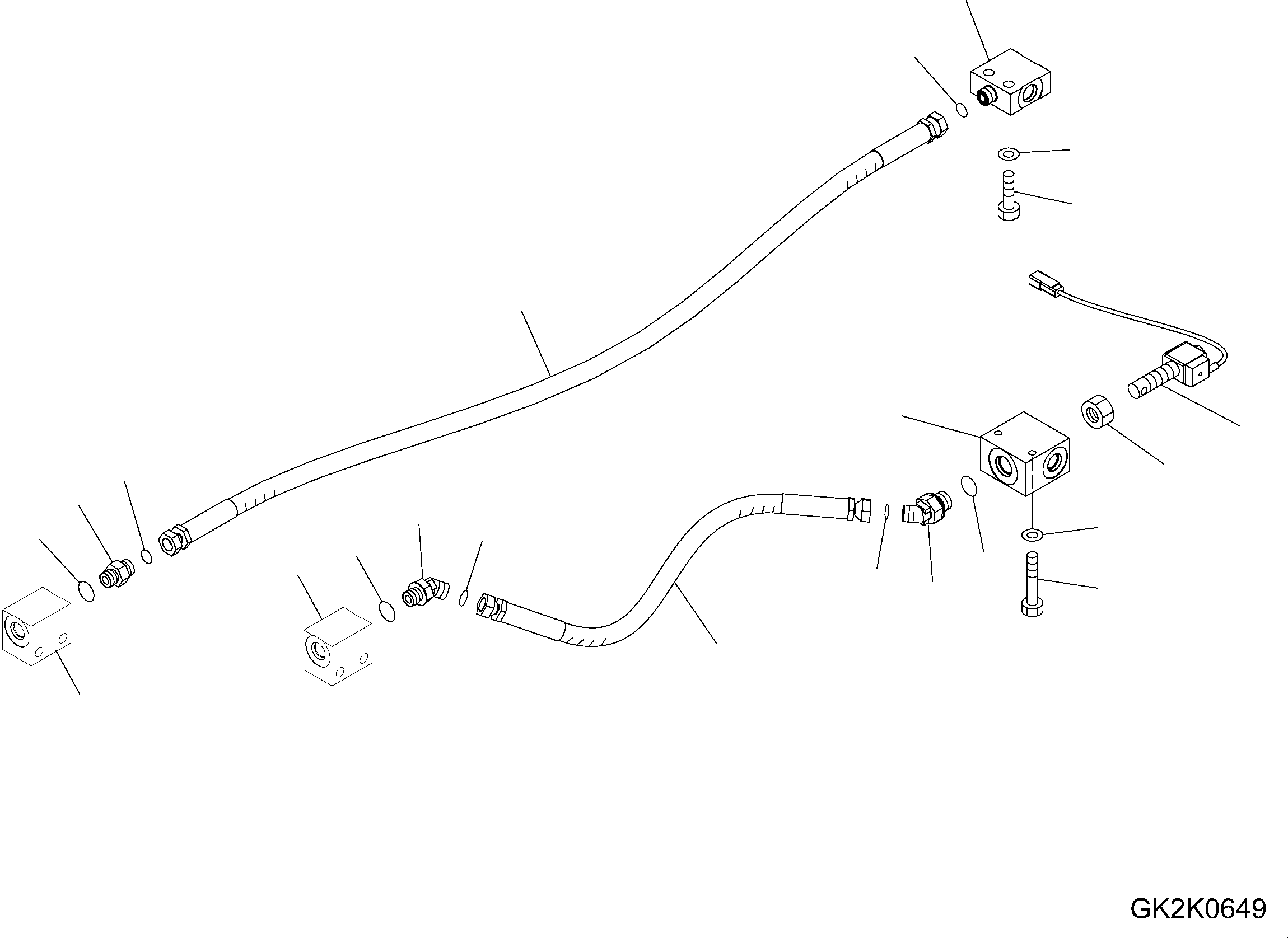 Excavators Komatsu / PW160-8 S/N H60051-UP(PW160_8) / Under Attachment Piping, Front Outrigger and Rear Blade, Hydraulic Piping, Rear Blade (1/2)(P009002 : P1250-006002)