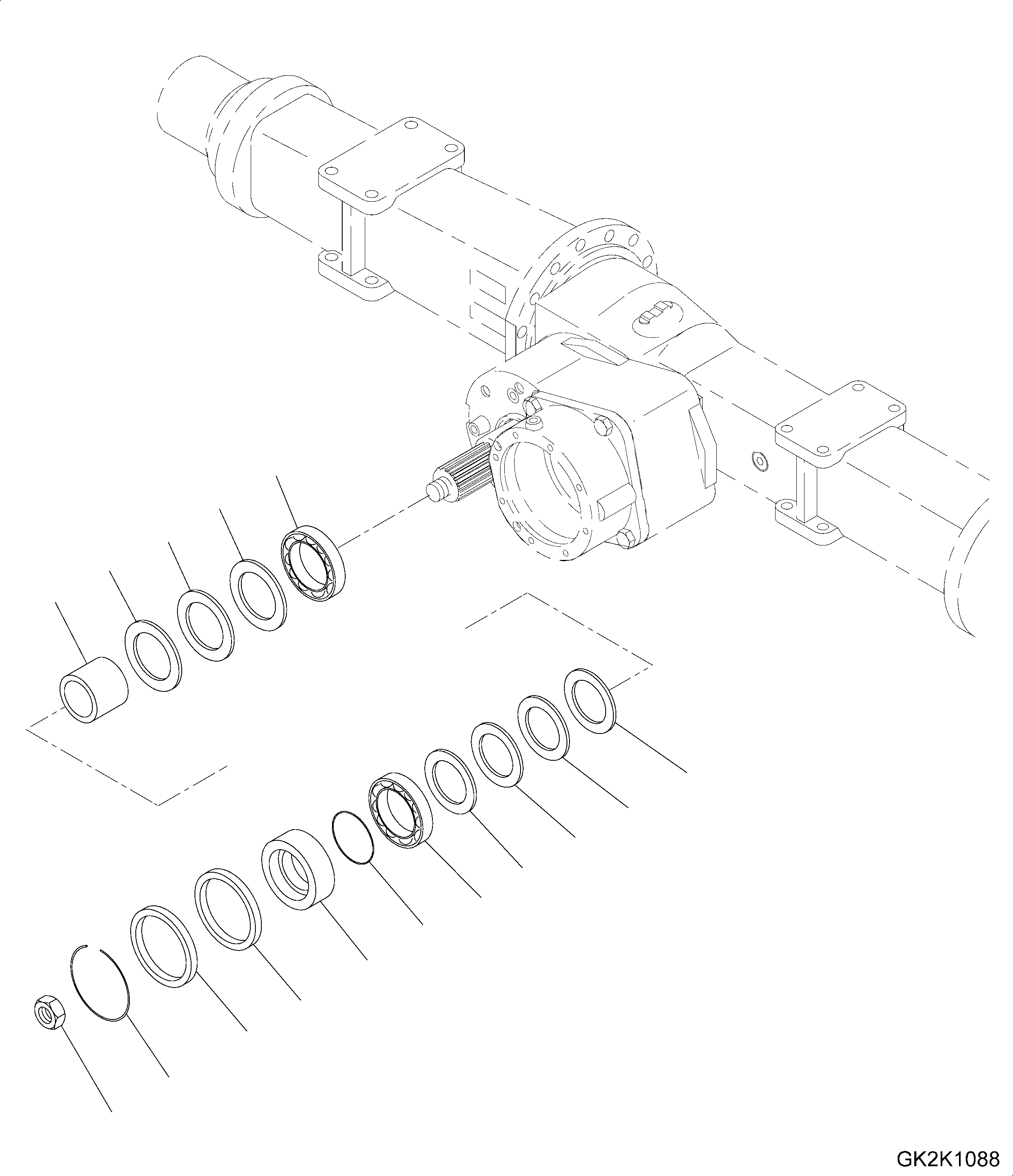 Excavators Komatsu / PW160-8 S/N H60051-UP(PW160_8) / Axle, Inner Parts, Rear Axle, Axle (3/8)(P015009 : P1450-001009)