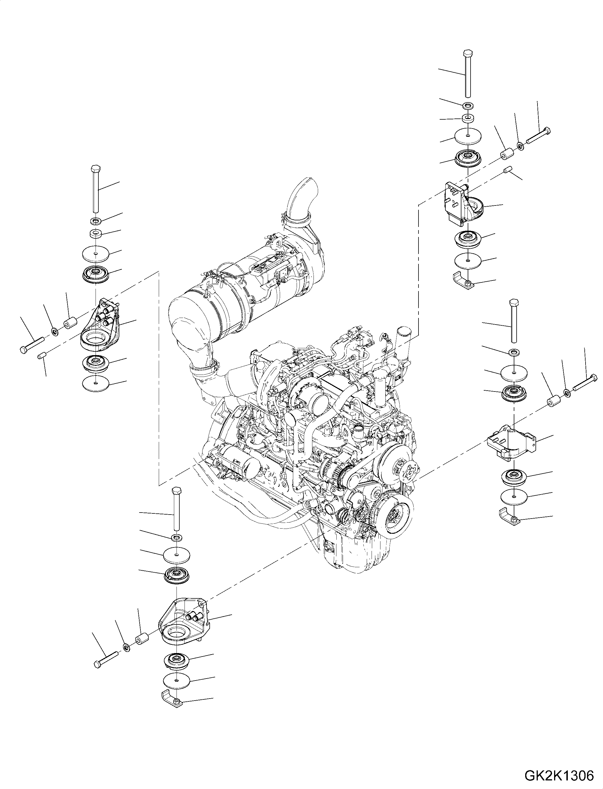 Excavators Komatsu / PW180-10 S/N H60051-UP(PW18010H) / Engine Mounting, Related Parts(B001001 : B0100-001001)