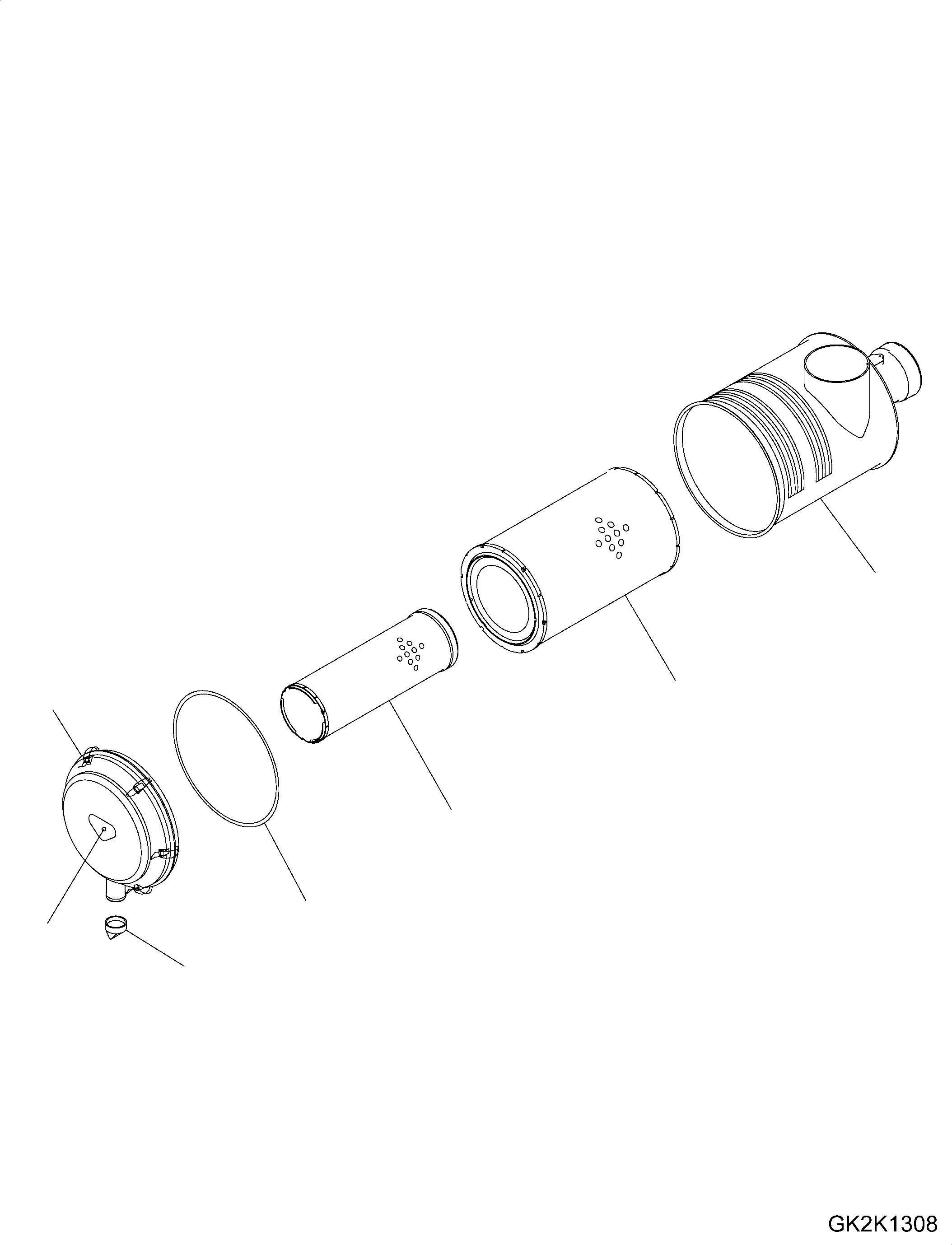 Excavators Komatsu / PW180-10 S/N H60051-UP(PW18010H) / Air Intake Connector, Air Cleaner, Inner Parts(B002002 : B0200-001002)