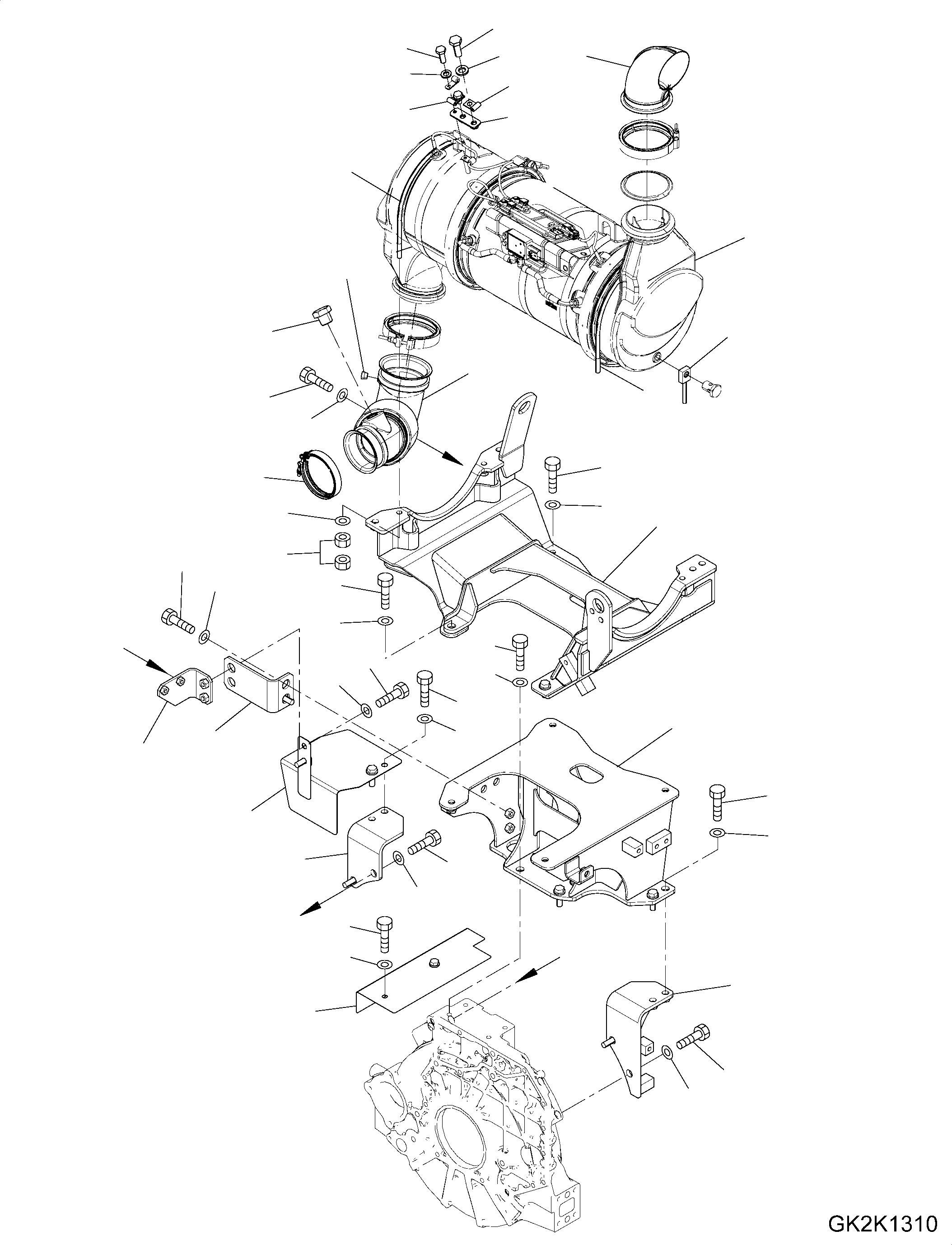 Excavators Komatsu / PW180-10 S/N H60051-UP(PW18010H) / KOMATSU Diesel Particulate Filter (KDPF), Mounting Parts(B003001 : B0300-001001)