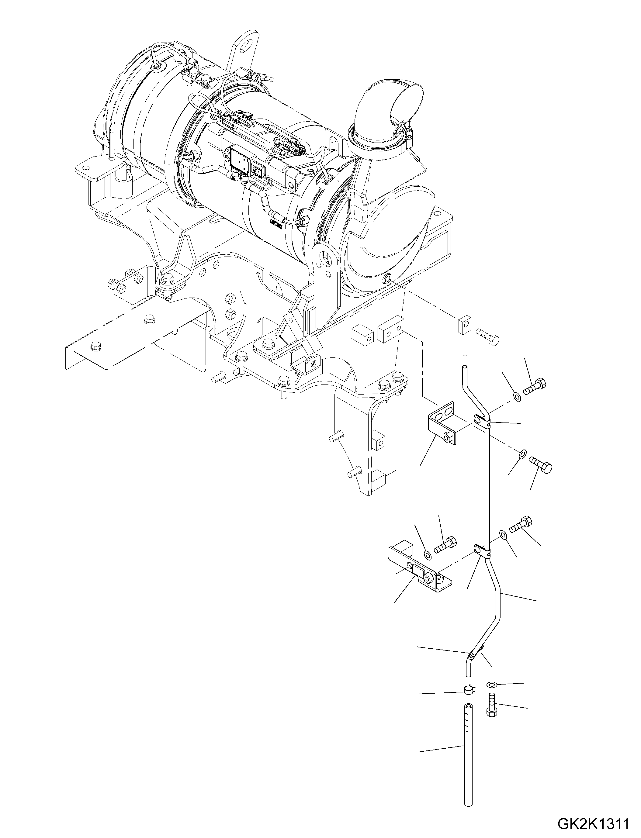 Excavators Komatsu / PW180-10 S/N H60051-UP(PW18010H) / KOMATSU Diesel Particulate Filter (KDPF), Drain Piping(B003002 : B0300-001002)