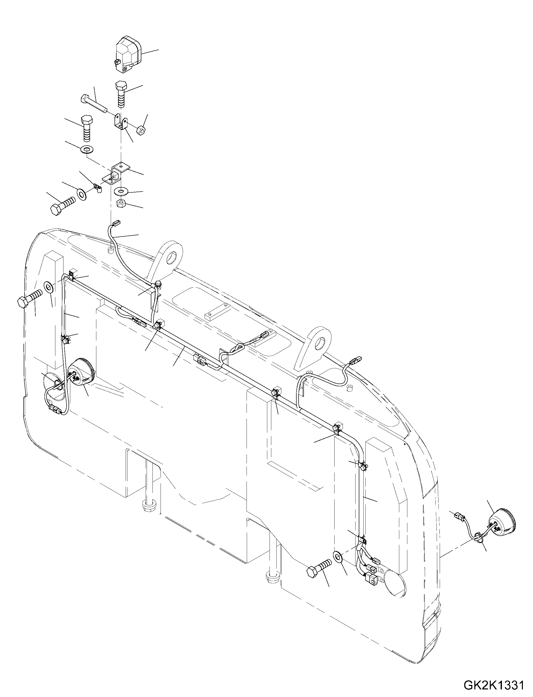 Excavators Komatsu / PW180-10 S/N H60051-UP(PW18010H) / Electric Wiring Harness, Rear Work Lamp and Rear Lamp(E002003 : E0200-001003)