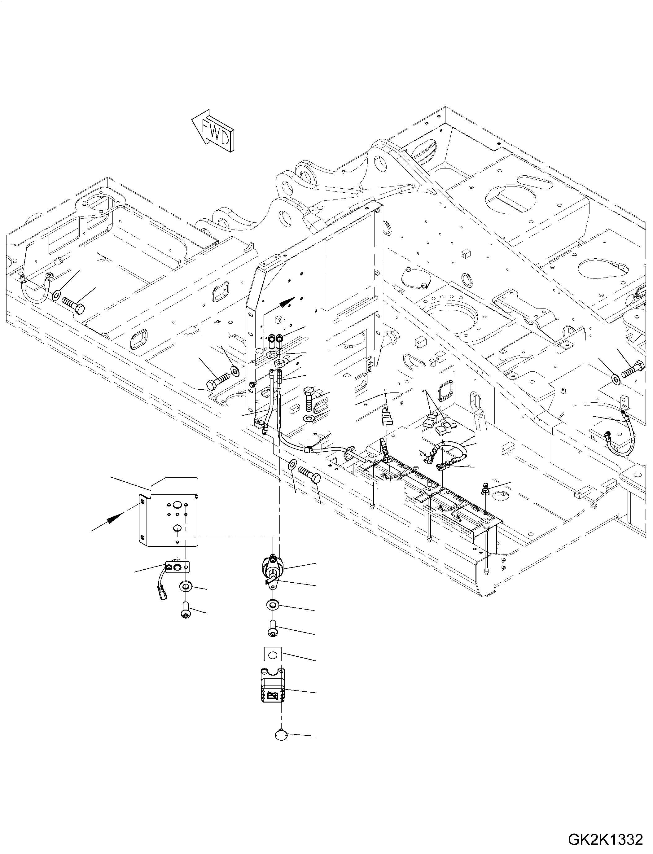 Excavators Komatsu / PW180-10 S/N H60051-UP(PW18010H) / Electric Wiring Harness, Battery Harness, Earth Cable(E002004 : E0200-001004)