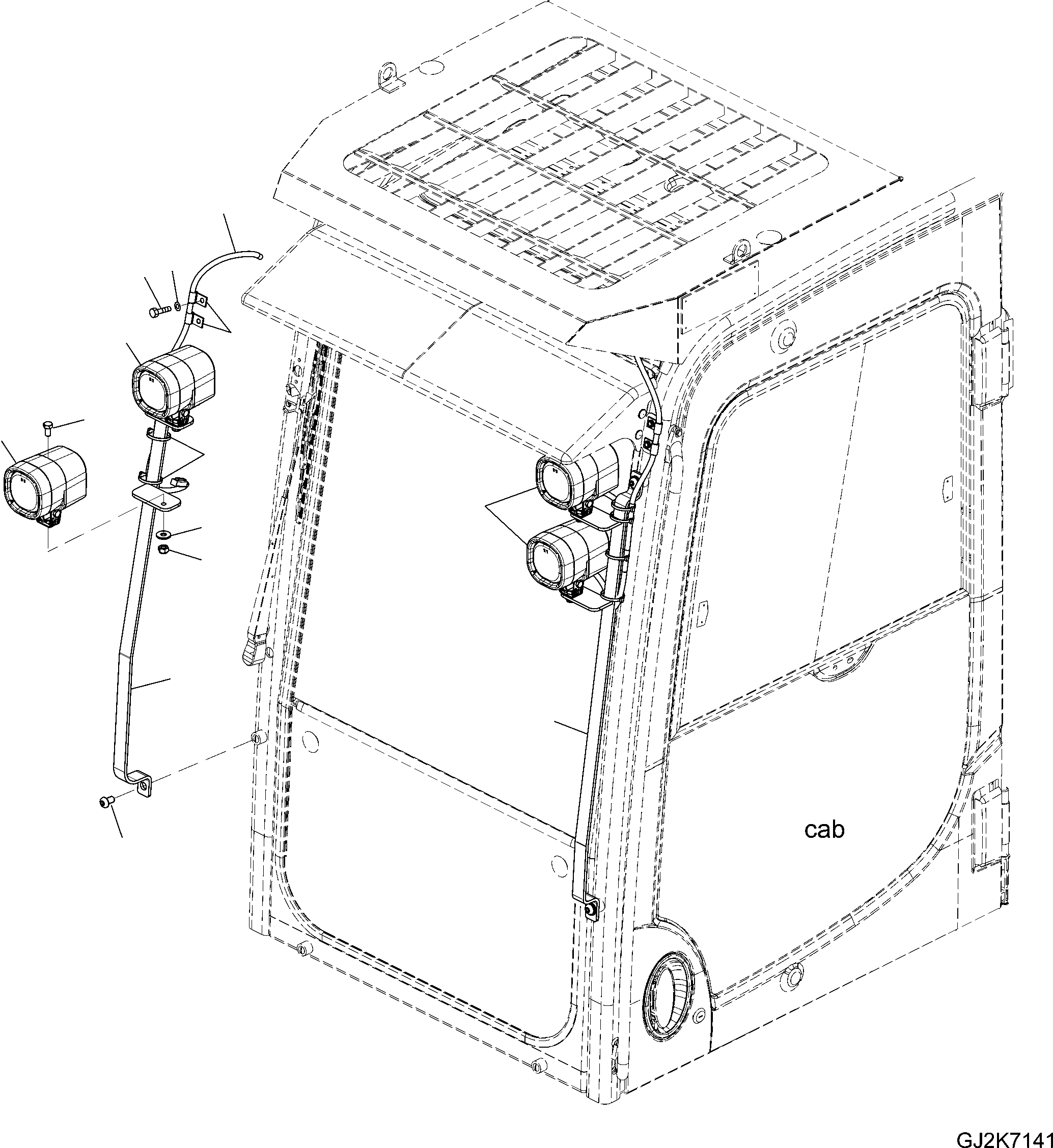 Excavators Komatsu / PW180-10 S/N H60051-UP(PW18010H) / Additional Front Working Lamp, Cab, Xenon(E008001 : E0310-002001)
