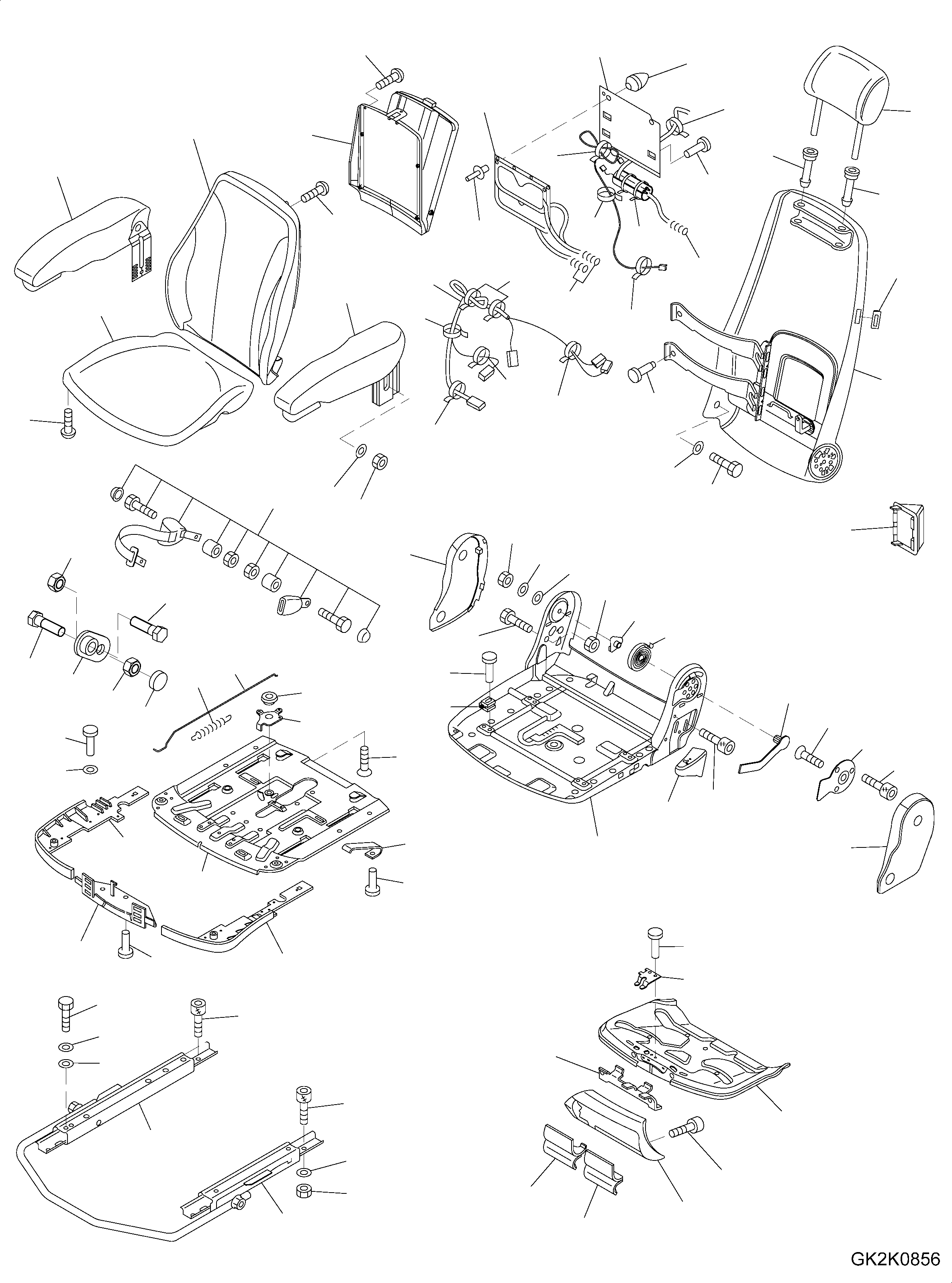 Excavators Komatsu / PW180-10 S/N H60051-UP(PW18010H) / Operatorґs Seat, Air Suspension, Heated, Inner Parts (1/2)(K002001 : K0110-002001)
