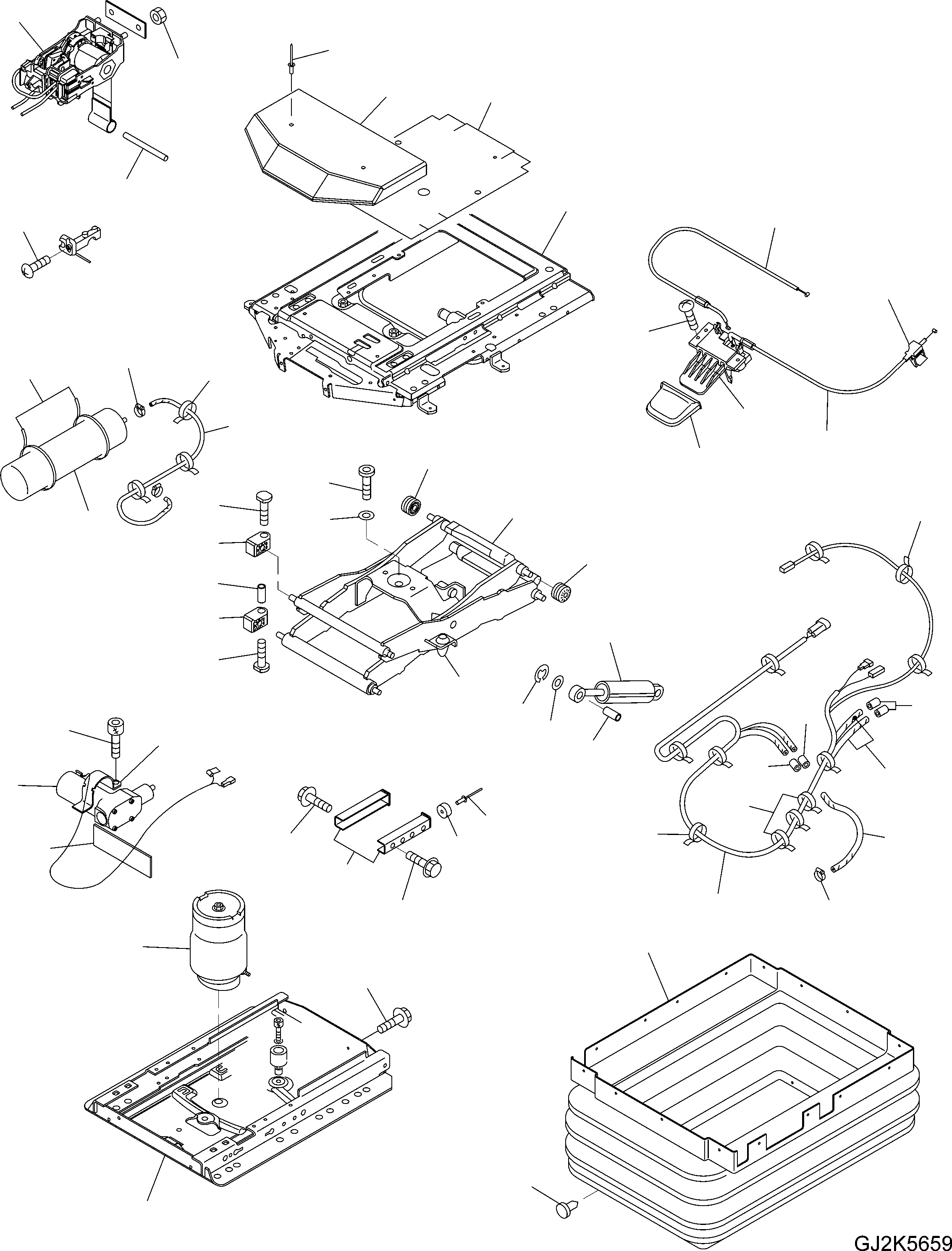 Excavators Komatsu / PW180-10 S/N H60051-UP(PW18010H) / Operatorґs Seat, Air Suspension, Heated, Inner Parts (2/2)(K002002 : K0110-002002)