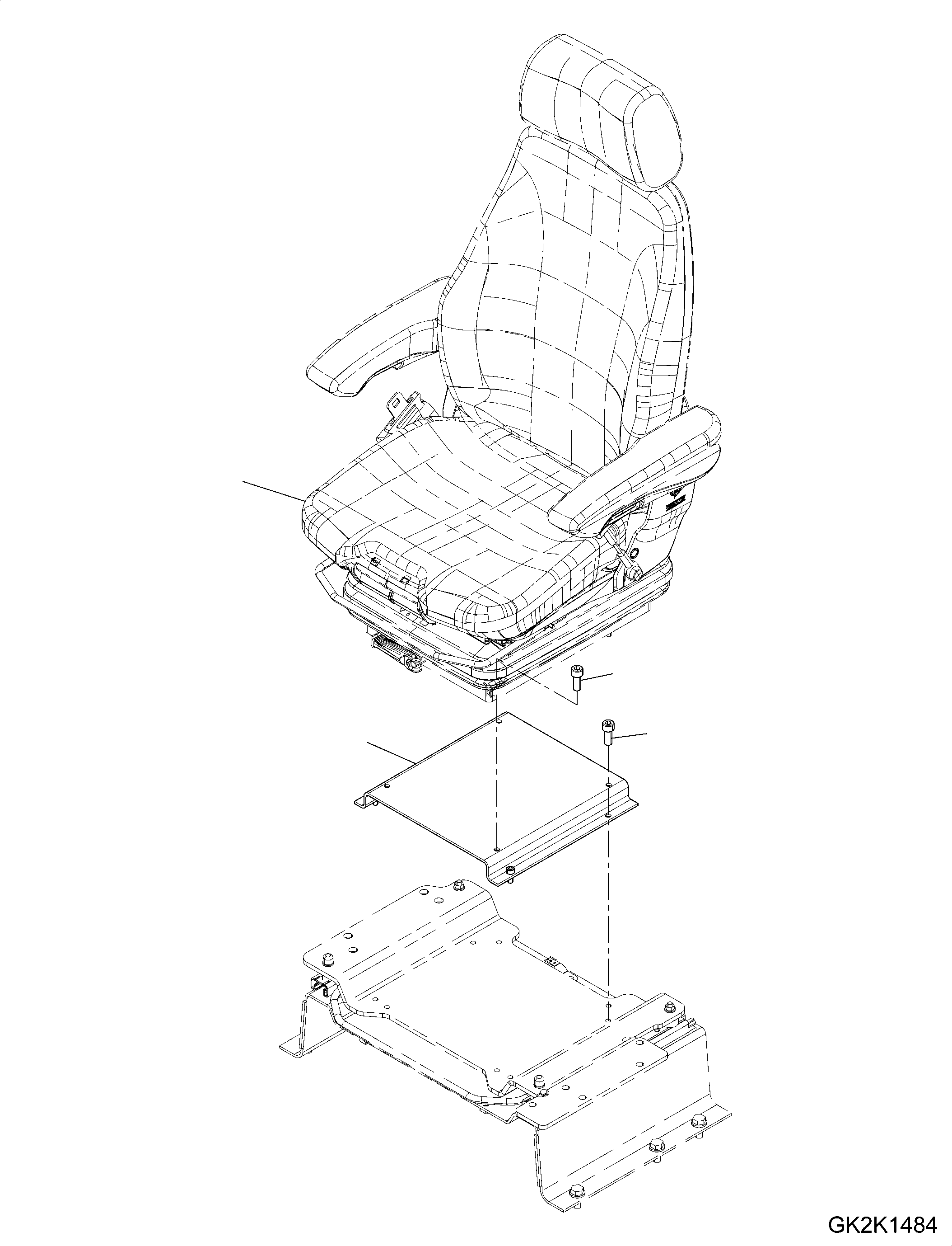 Excavators Komatsu / PW180-10 S/N H60051-UP(PW18010H) / Operatorґs Seat, Air Suspension, Mounting(K001003 : K0110-001003)