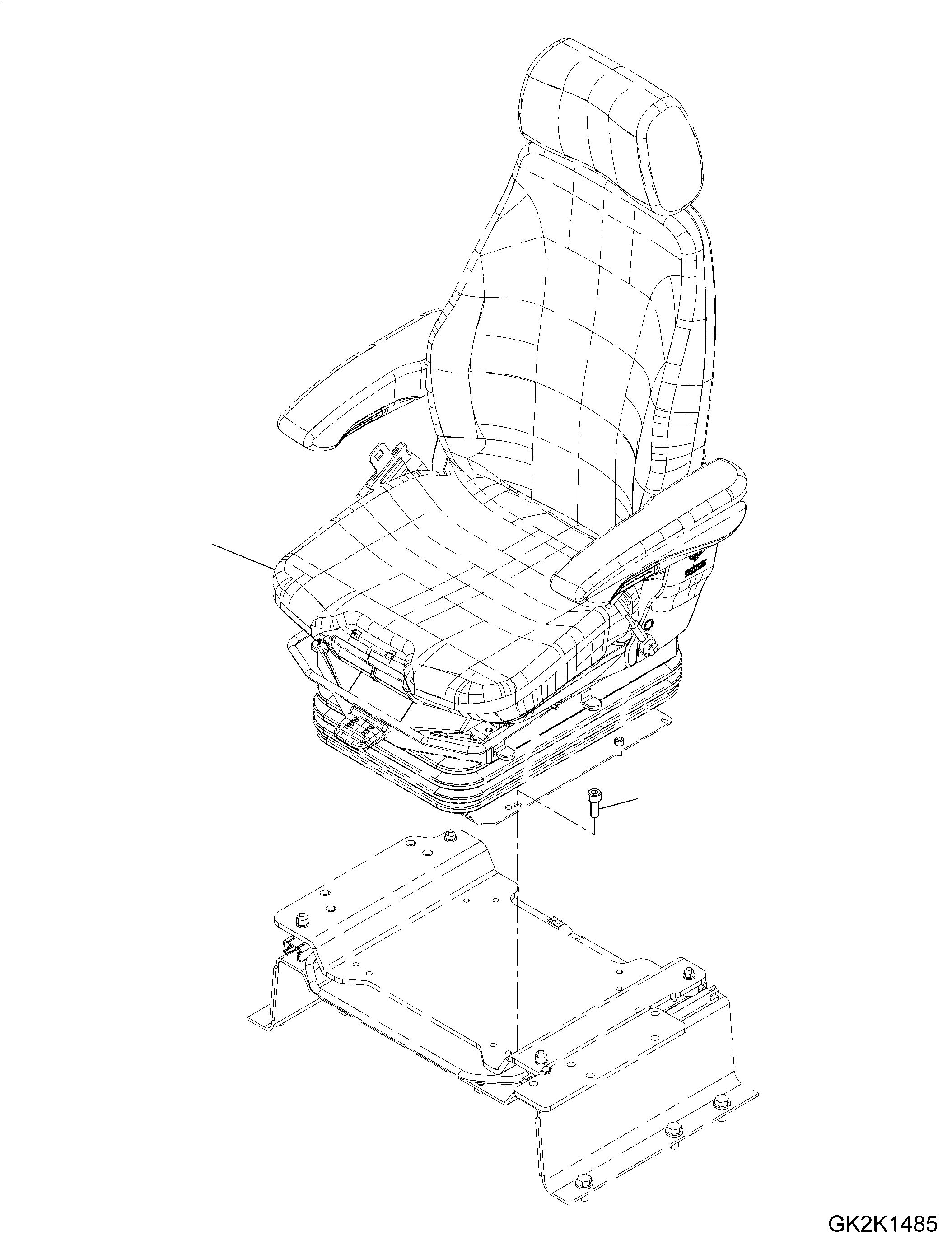 Excavators Komatsu / PW180-10 S/N H60051-UP(PW18010H) / Operatorґs Seat, Air Suspension, Heated, Mounting(K002003 : K0110-002003)