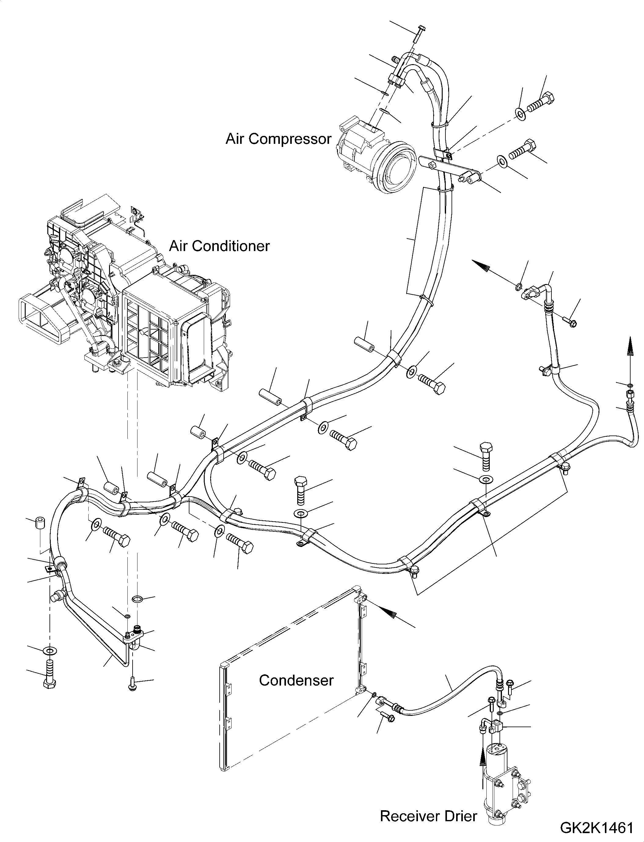 Excavators Komatsu / PW180-10 S/N H60051-UP(PW18010H) / Air Conditioner, Air Conditioner Piping Mounting(K015004 : K0700-001004)