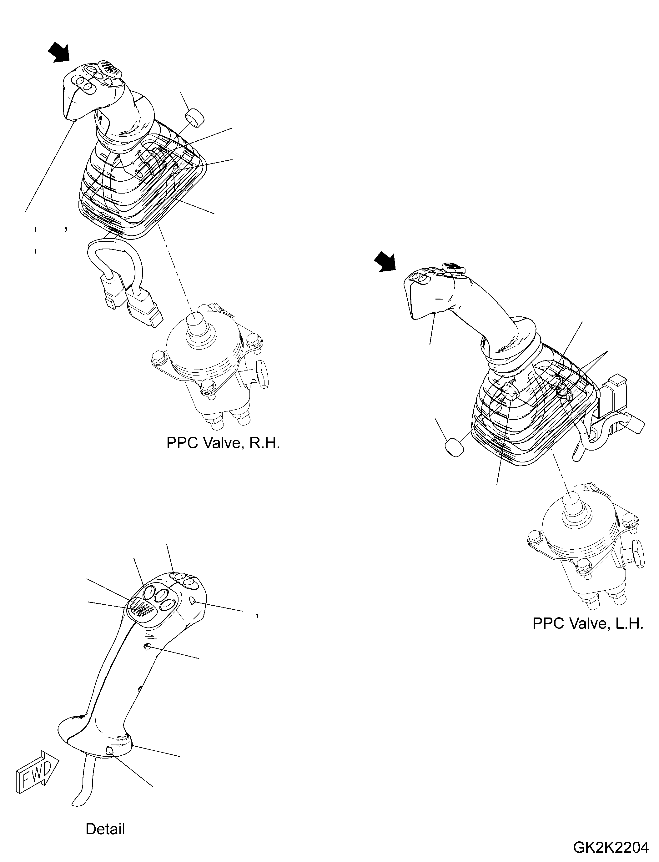 Excavators Komatsu / PW180-10 S/N H60051-UP(PW18010H) / PPC Lever(K021001 : K1520-001001)