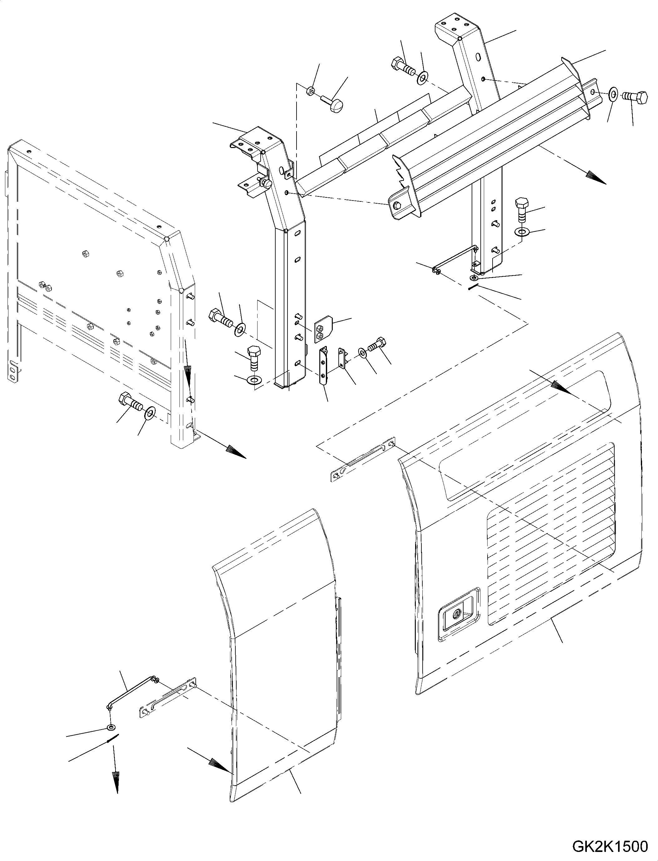 Excavators Komatsu / PW180-10 S/N H60051-UP(PW18010H) / Left Side Door, Machine Cab, Mounting(M003003 : M1130-001003)