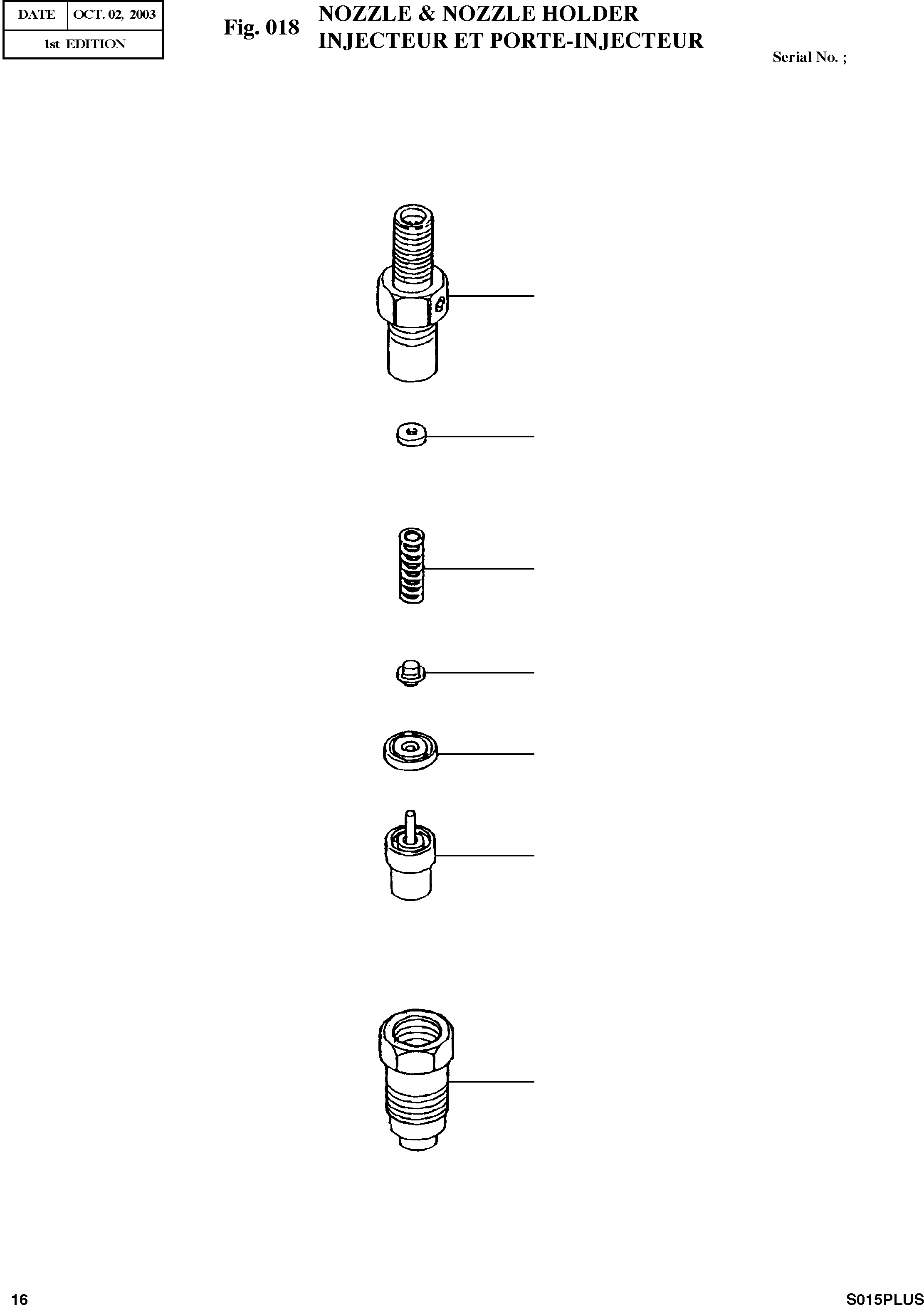 Other: DOOSAN-DAEWOO / SOLAR 015PLUS (S/N. 20001 ~ )(S015P-C) / NOZZLE & NOZZLE HOLDER(018 : 018)