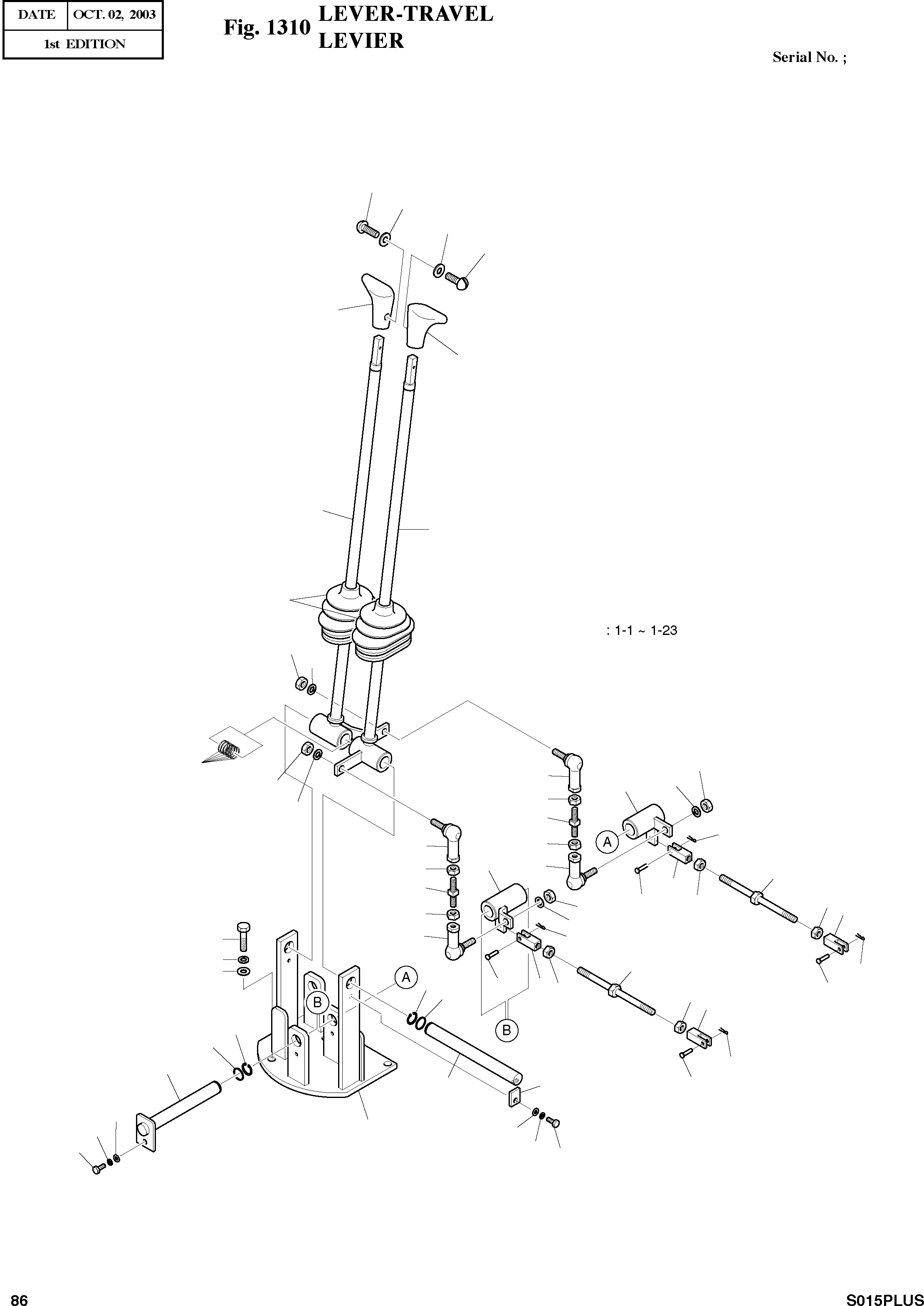 Other: DOOSAN-DAEWOO / SOLAR 015PLUS (S/N. 20001 ~ )(S015P-C) / LEVER-TRAVEL(1310 : 1310)