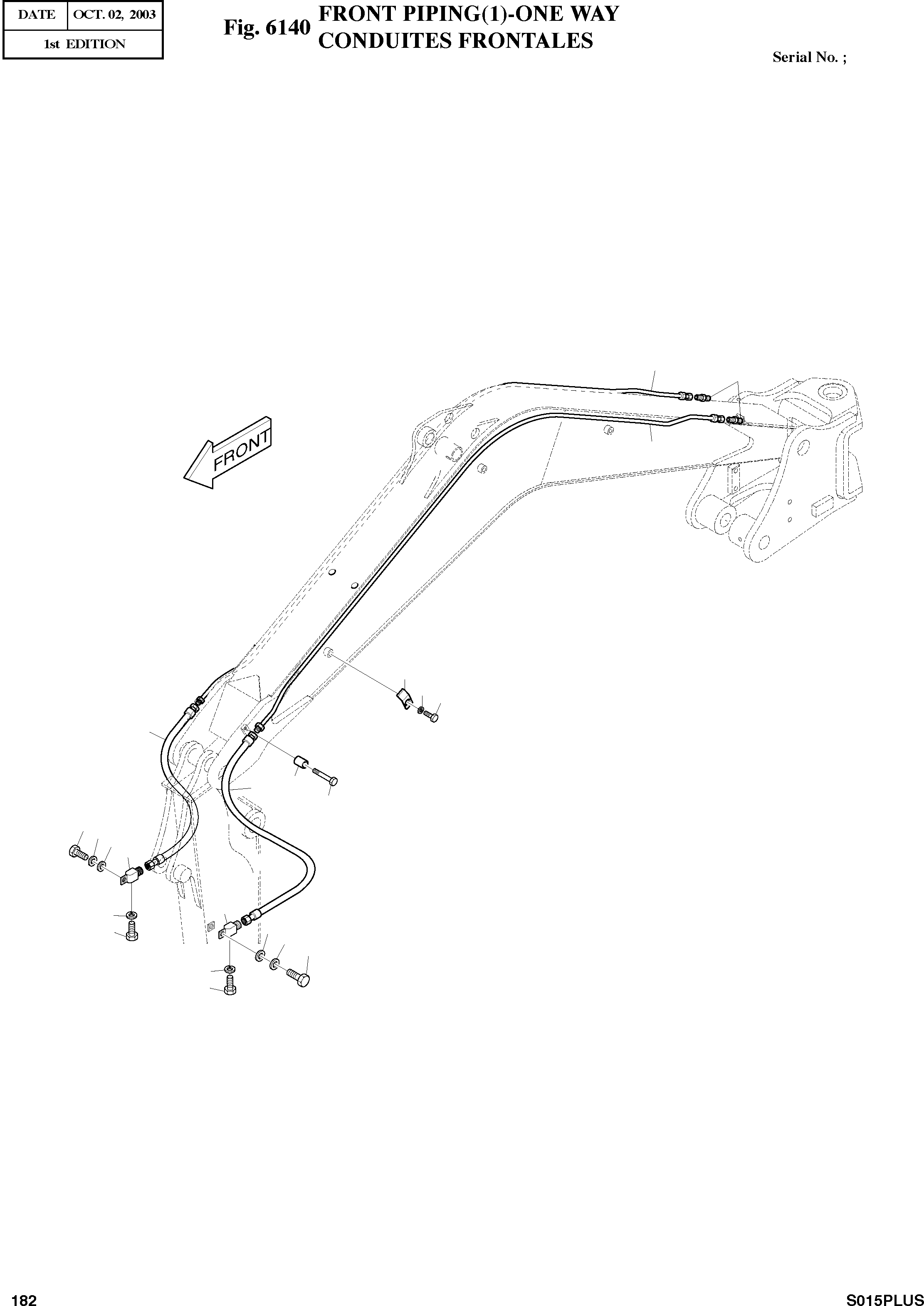 Other: DOOSAN-DAEWOO / SOLAR 015PLUS (S/N. 20001 ~ )(S015P-C) / FRONT PIPING(1)-ONE WAY(6140 : 6140)