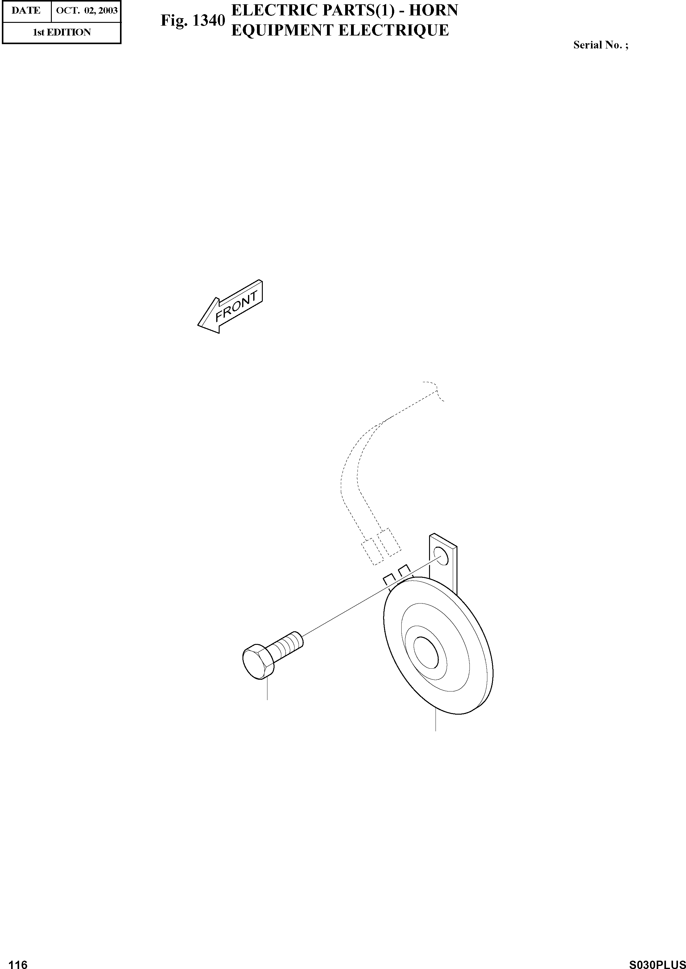 Other: DOOSAN-DAEWOO / SOLAR 030PLUS (S/N. 20001 ~ )(S030p-c) / ELECTRIC PARTS(1) - HORN(1340 : 1340)