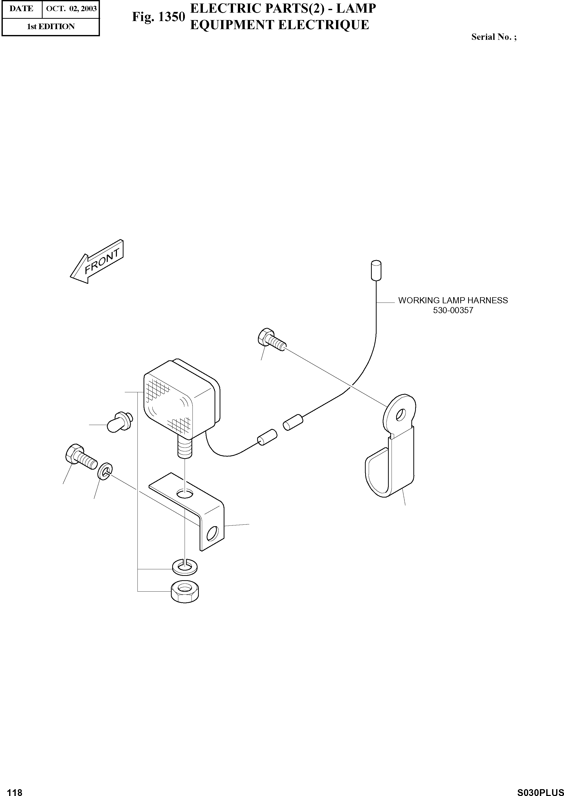 Other: DOOSAN-DAEWOO / SOLAR 030PLUS (S/N. 20001 ~ )(S030p-c) / ELECTRIC PARTS(2) - LAMP(1350 : 1350)
