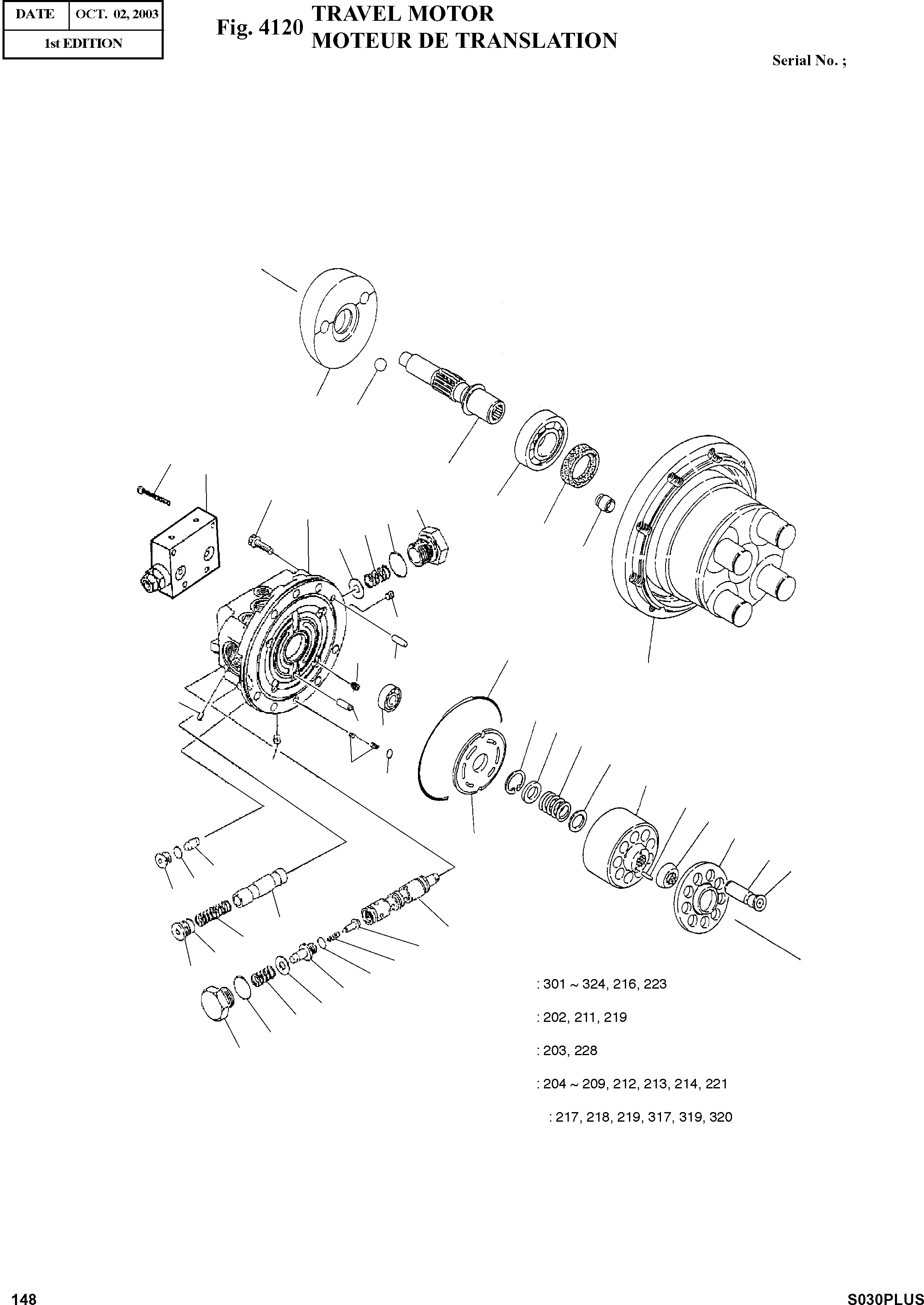 Other: DOOSAN-DAEWOO / SOLAR 030PLUS (S/N. 20001 ~ )(S030p-c) / TRAVEL MOTOR(4120 : 4120)