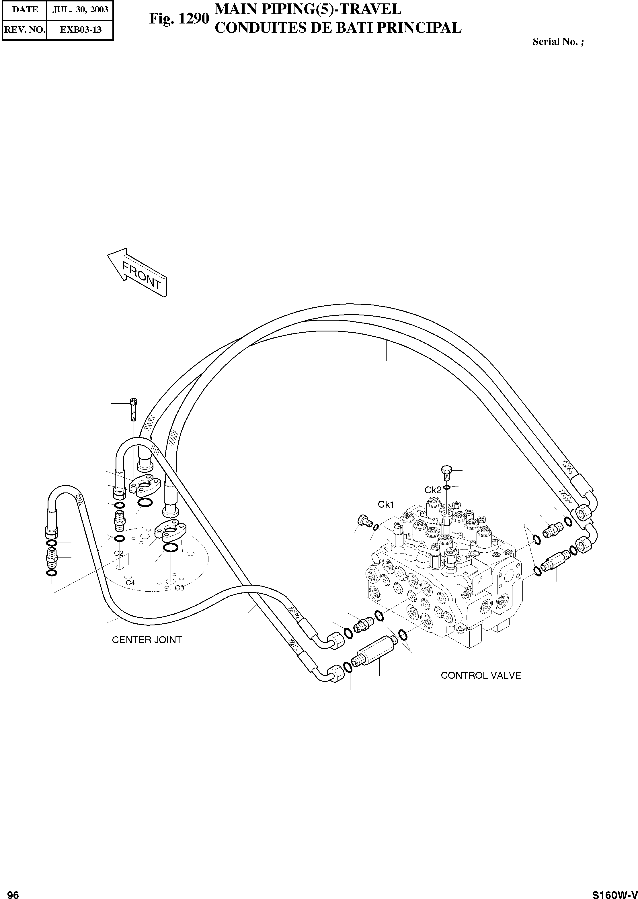 Other: DOOSAN-DAEWOO / SOLAR 160W-V(S160W-V) / MAIN PIPING(5)-TRAVEL(1290 : 1290)