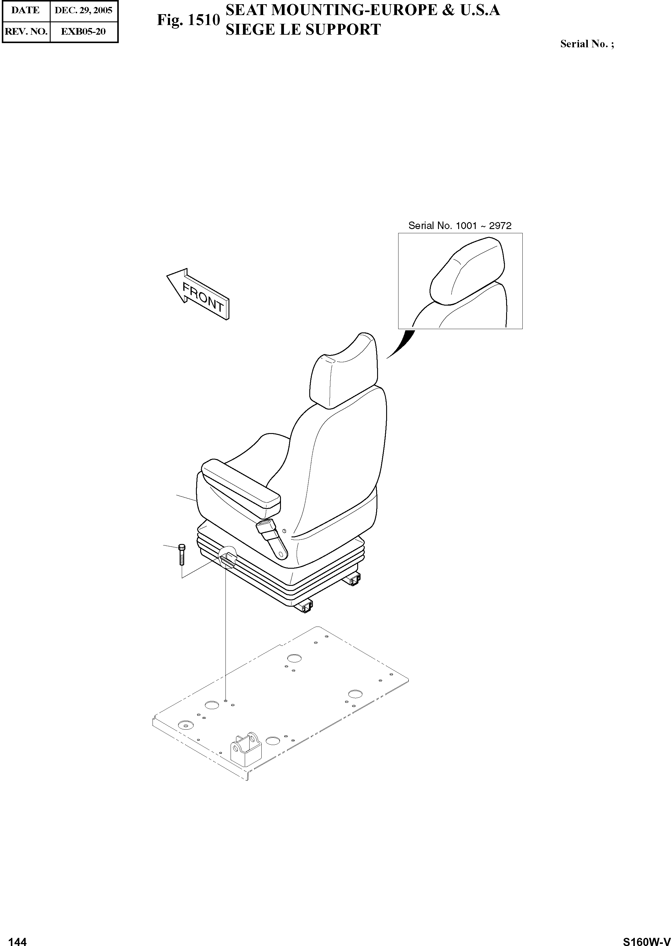 Other: DOOSAN-DAEWOO / SOLAR 160W-V(S160W-V) / SEAT MOUNTING-EUROPE & U.S.A(1510 : 1510)