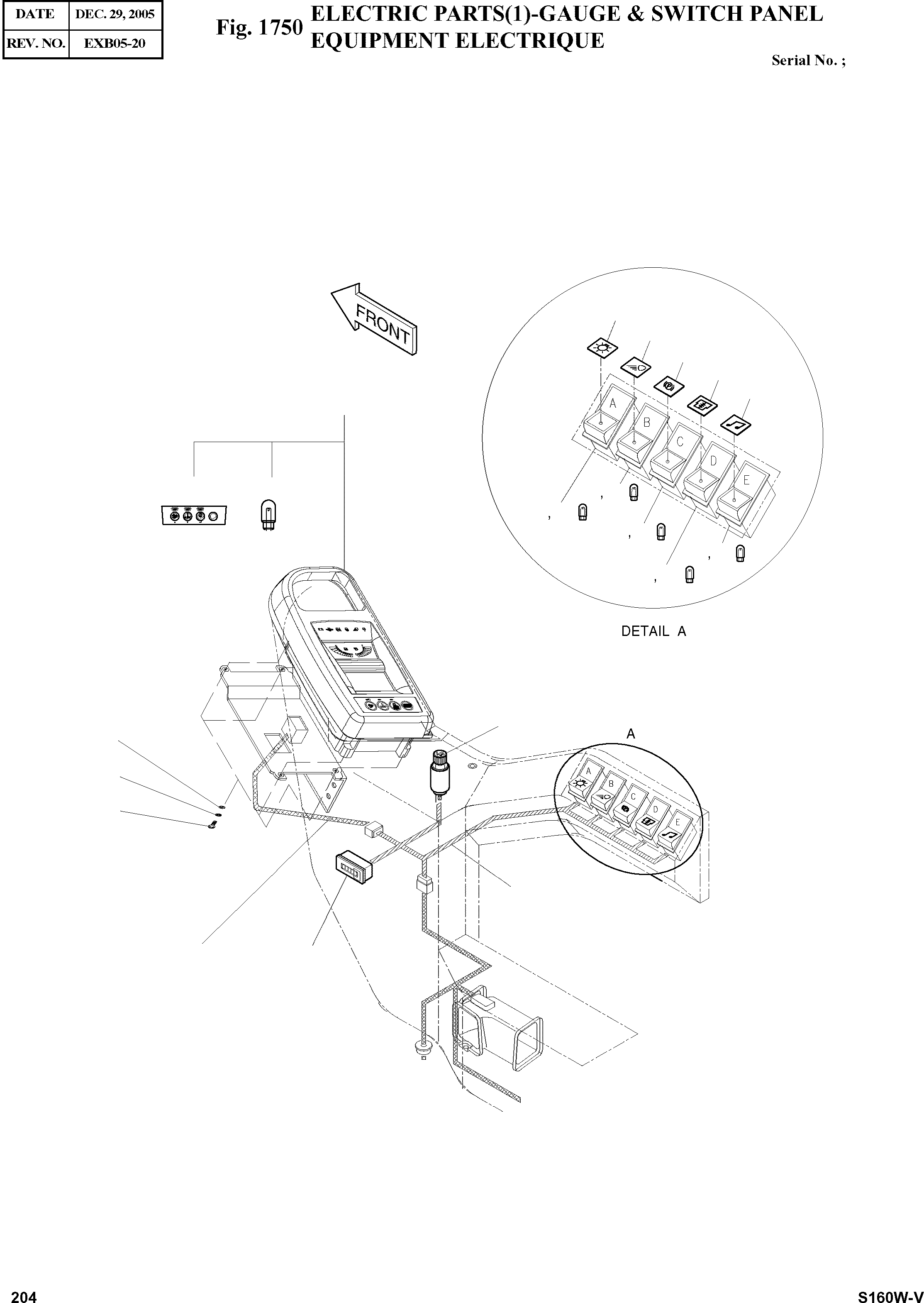 Other: DOOSAN-DAEWOO / SOLAR 160W-V(S160W-V) / ELECTRIC PARTS(1)-GAUGE & SWITCH PANEL(1750 : 1750)