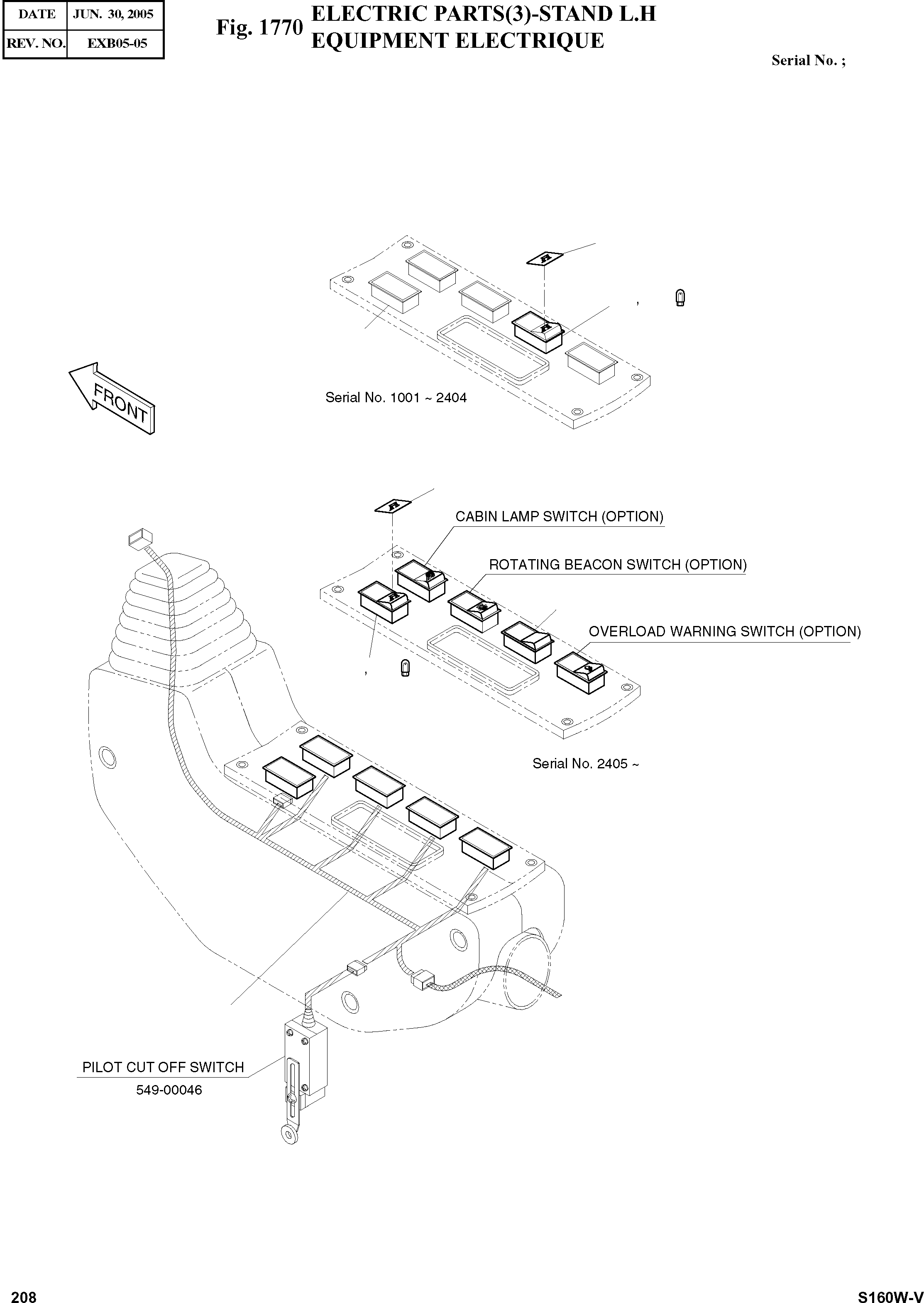 Other: DOOSAN-DAEWOO / SOLAR 160W-V(S160W-V) / ELECTRIC PARTS(3)-STAND L.H.(1770 : 1770)