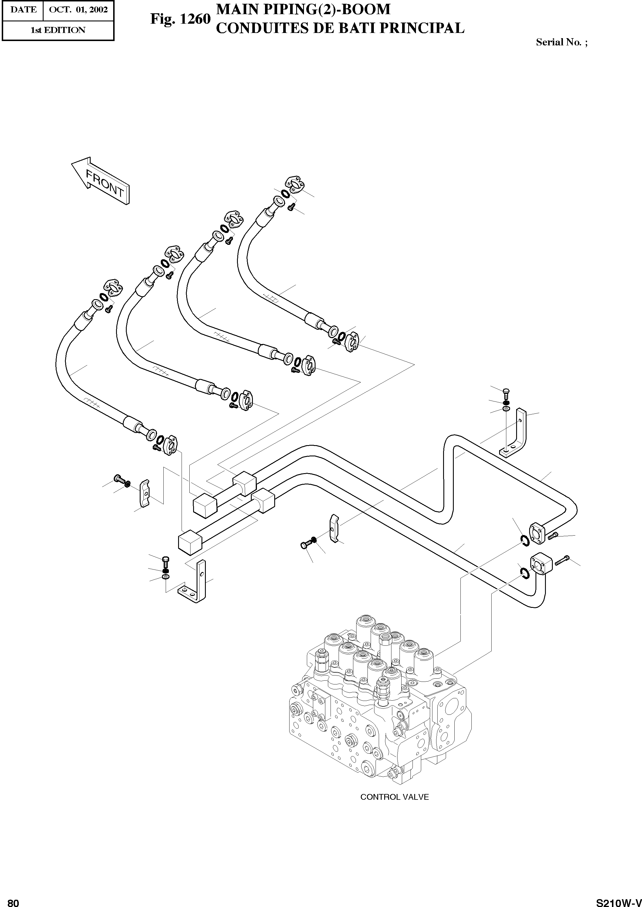 Other: DOOSAN-DAEWOO / SOLAR 210W-V(S210w-v) / MAIN PIPING(2)-BOOM(1260 : 1260)