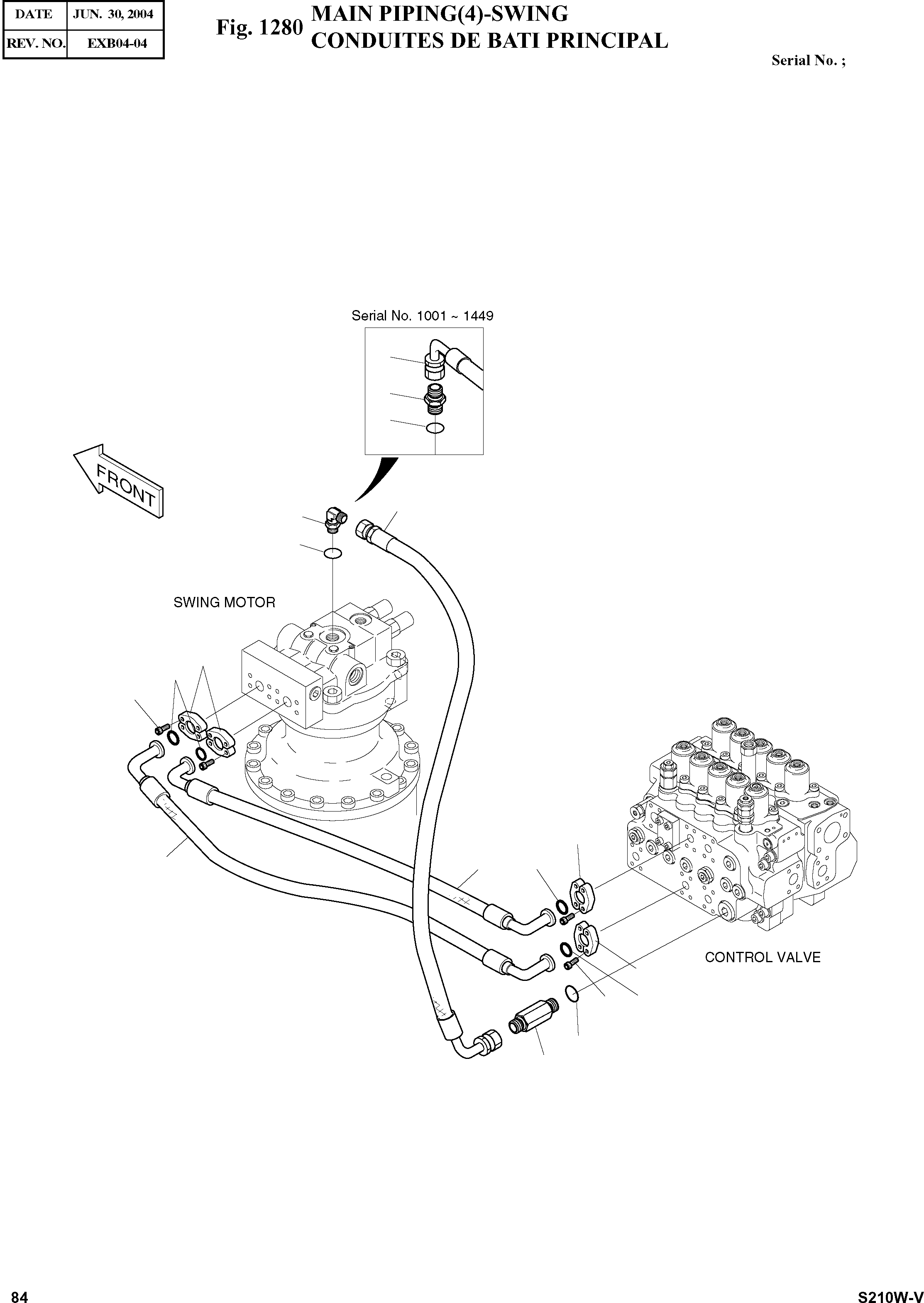Other: DOOSAN-DAEWOO / SOLAR 210W-V(S210w-v) / MAIN PIPING(4)-SWING(1280 : 1280)