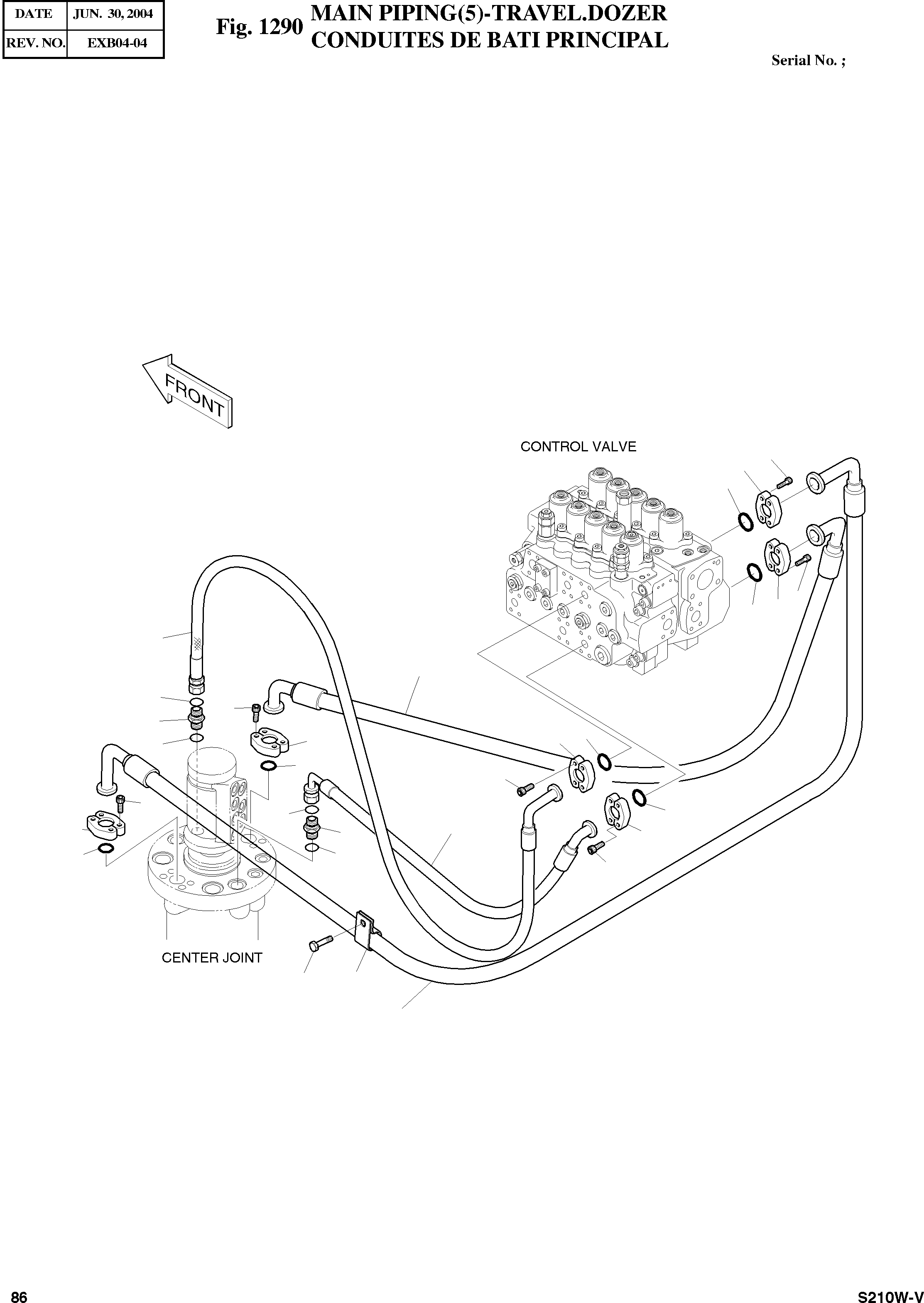 Other: DOOSAN-DAEWOO / SOLAR 210W-V(S210w-v) / MAIN PIPING(5)-TRAVEL.DOZER(1290 : 1290)