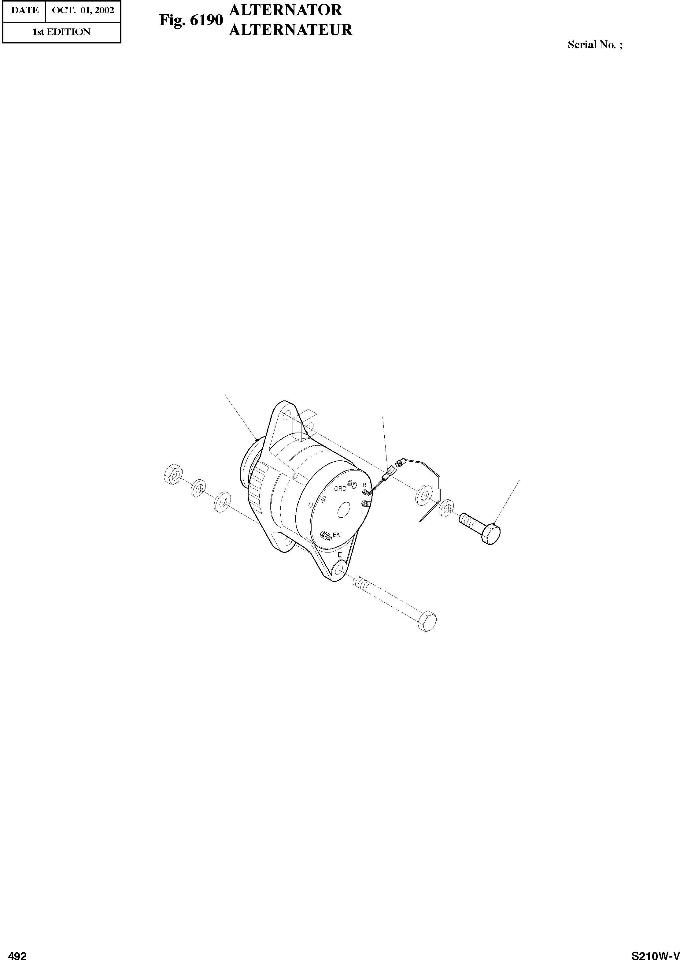 Other: DOOSAN-DAEWOO / SOLAR 210W-V(S210w-v) / ALTERNATOR(6190 : 6190)
