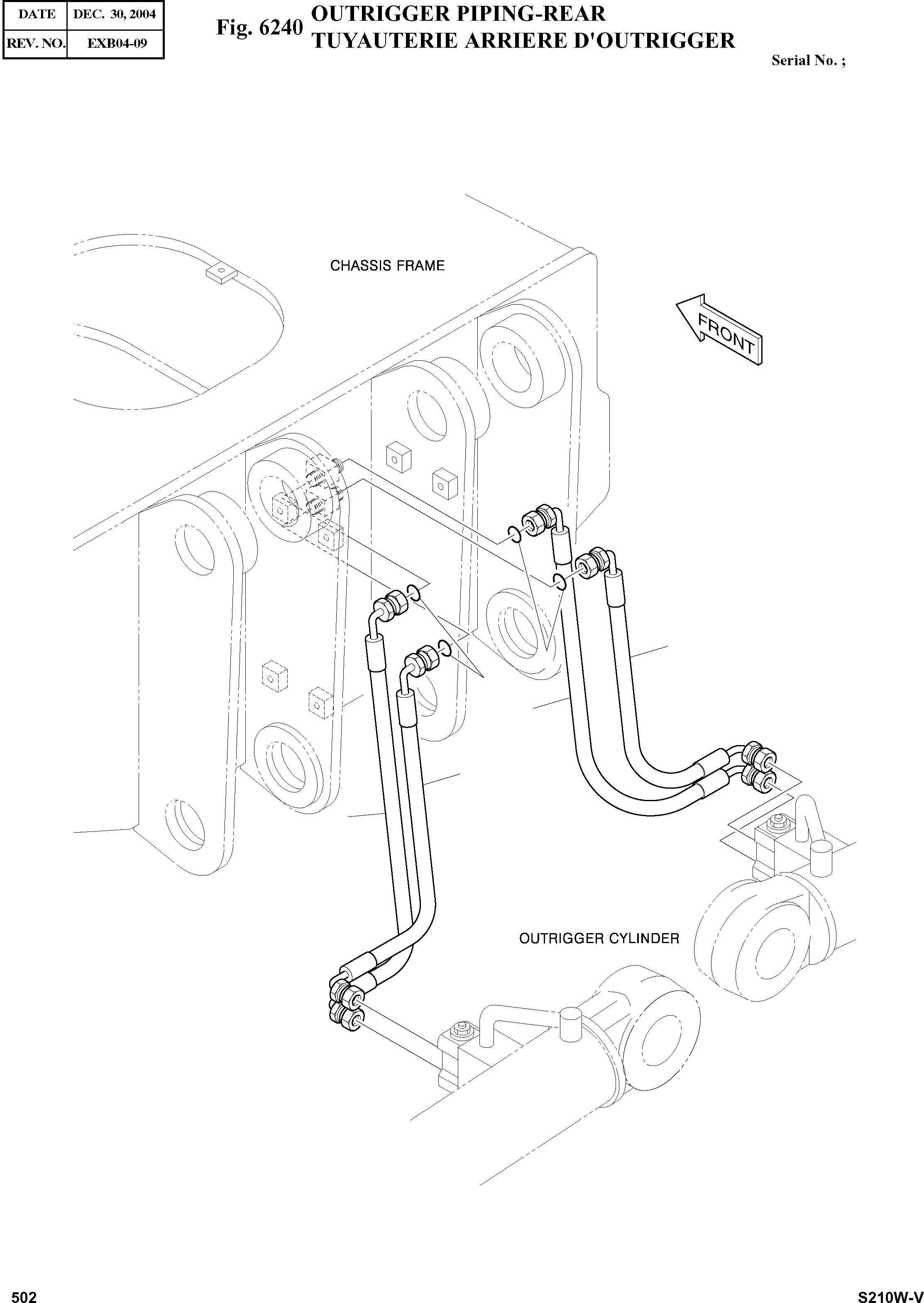 Other: DOOSAN-DAEWOO / SOLAR 210W-V(S210w-v) / OUTRIGGER PIPING-REAR(6240 : 6240)