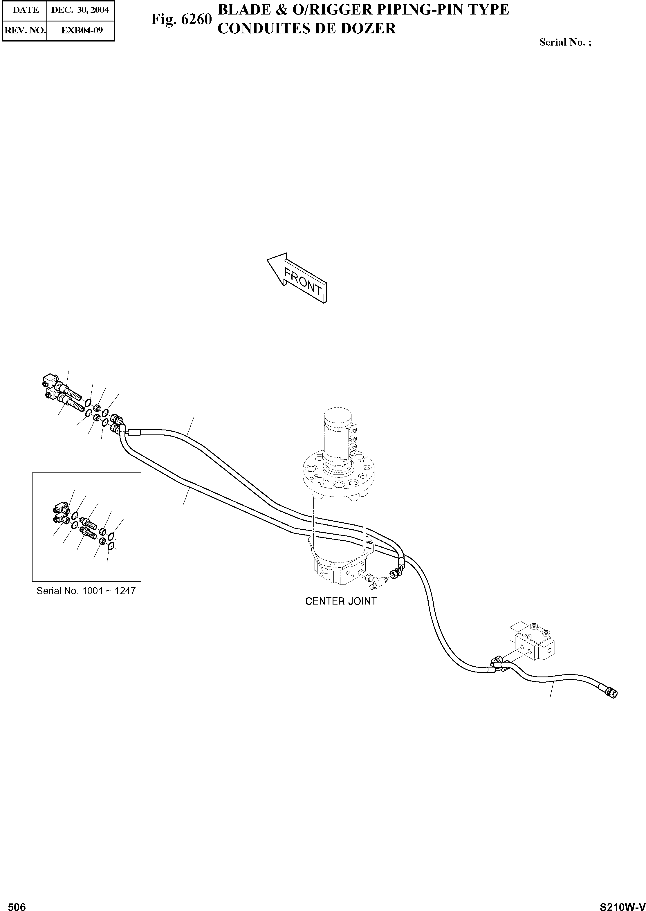 Other: DOOSAN-DAEWOO / SOLAR 210W-V(S210w-v) / BLADE & O/RIGGER PIPING-PIN TYPE(6260 : 6260)