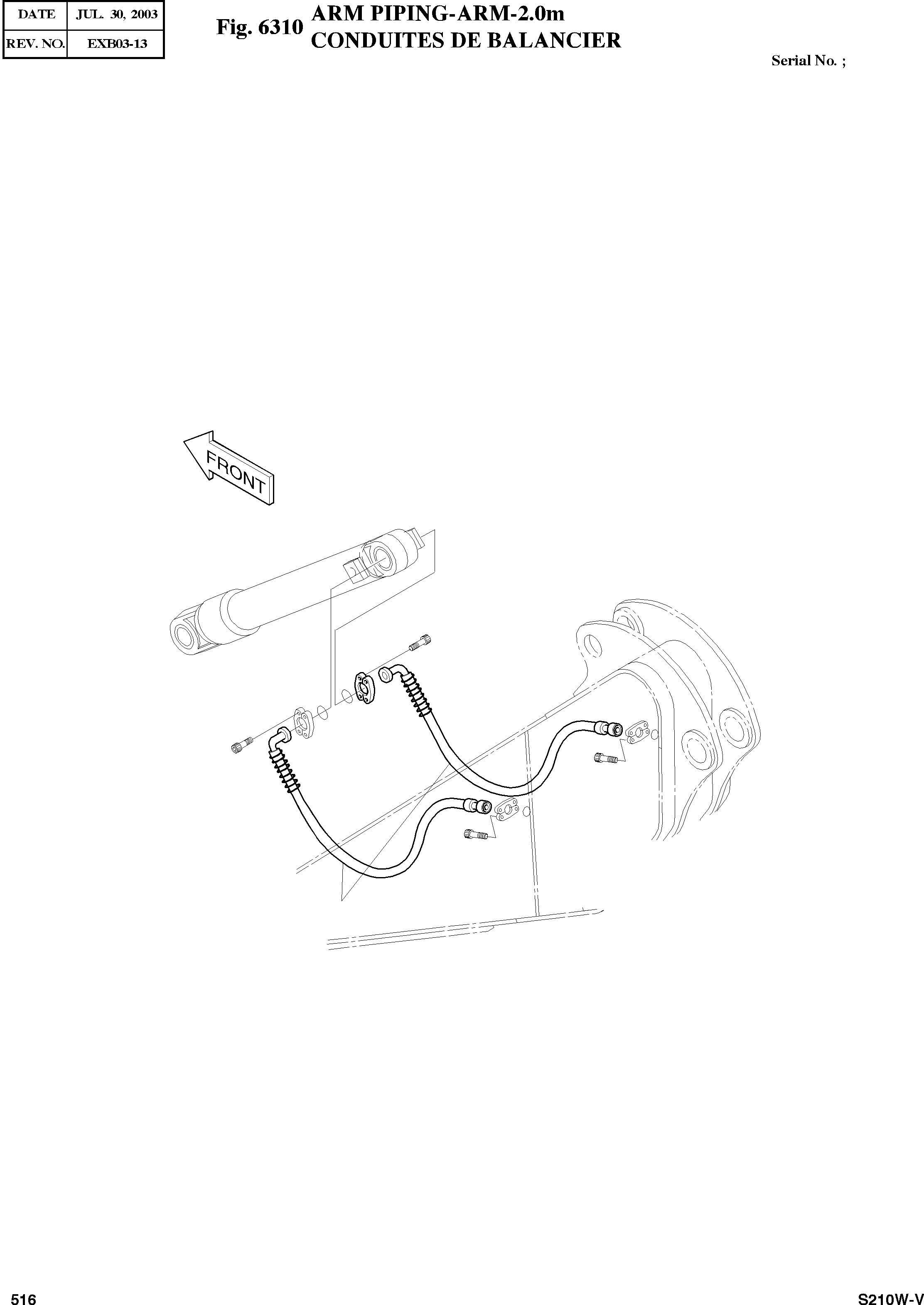 Other: DOOSAN-DAEWOO / SOLAR 210W-V(S210w-v) / ARM PIPING-ARM 2.0m(6310 : 6310)