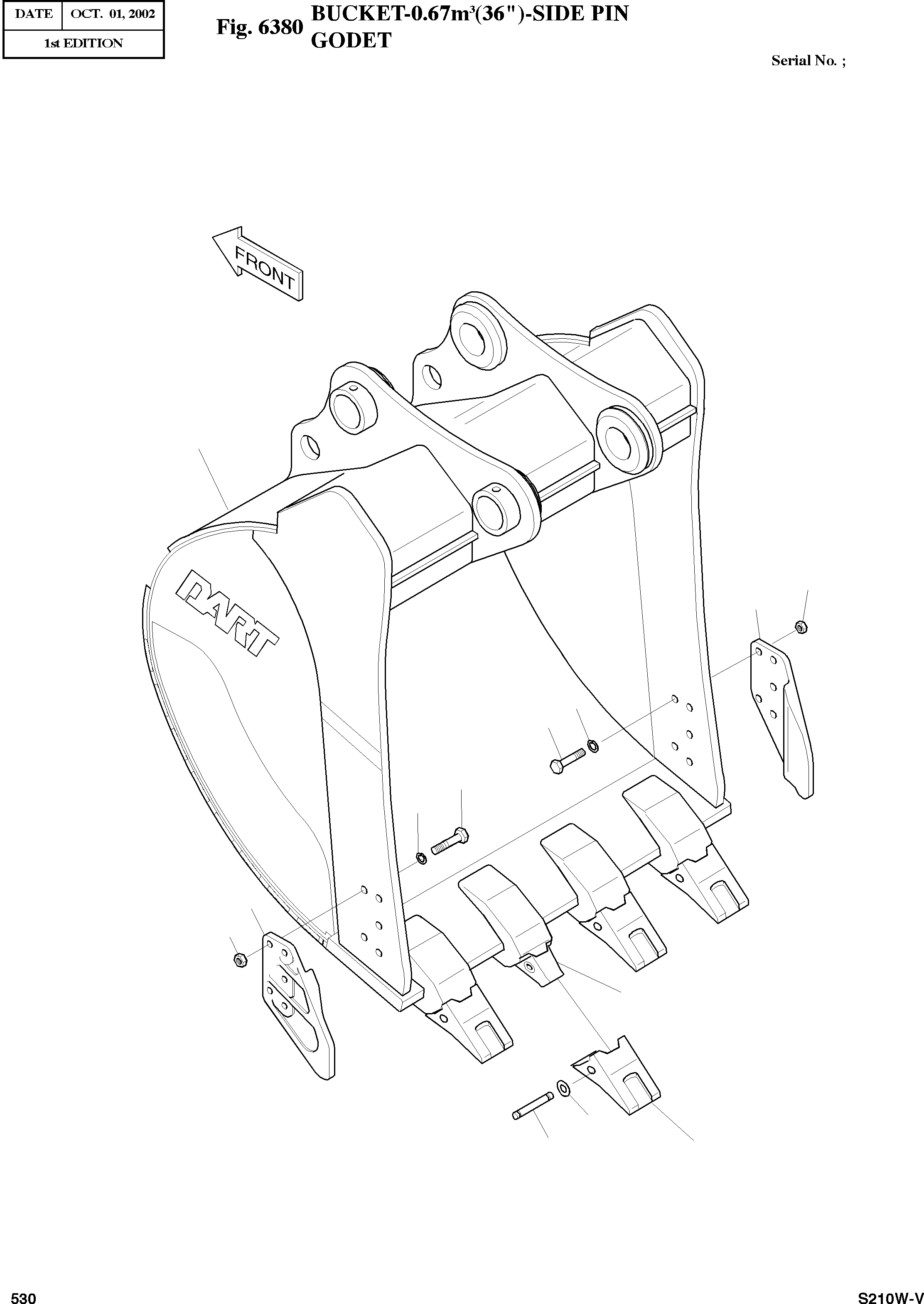 Other: DOOSAN-DAEWOO / SOLAR 210W-V(S210w-v) / BUCKET-0.67§©(36")-SIDE PIN(6380 : 6380)